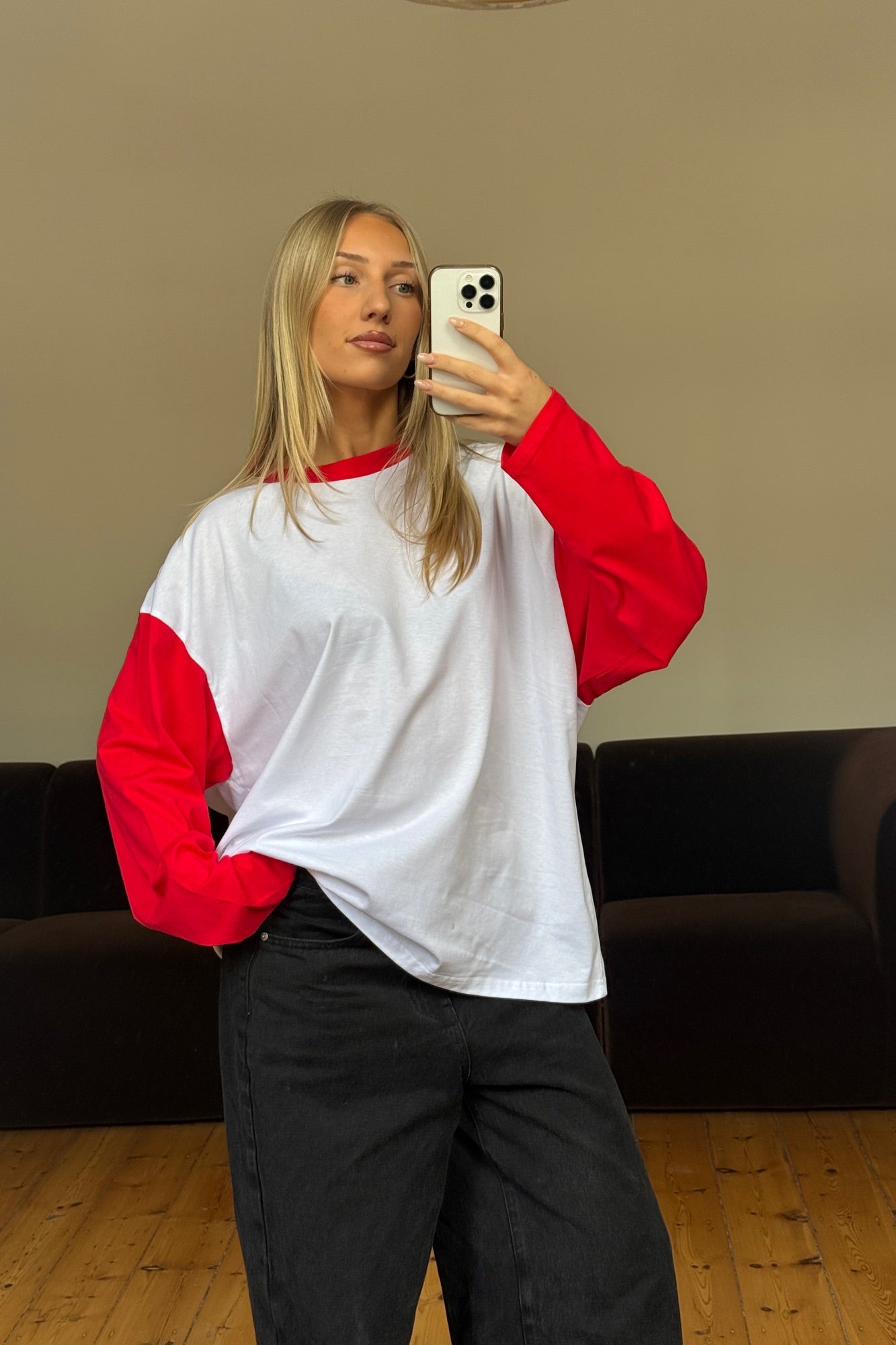 Unisex Raglan Long Sleeve Red