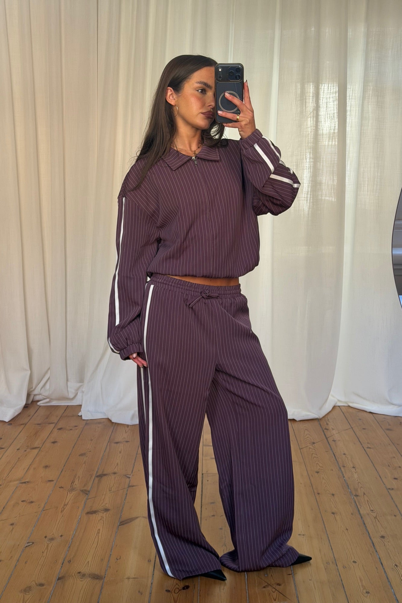 Ramona Pinstripe Pant Wine