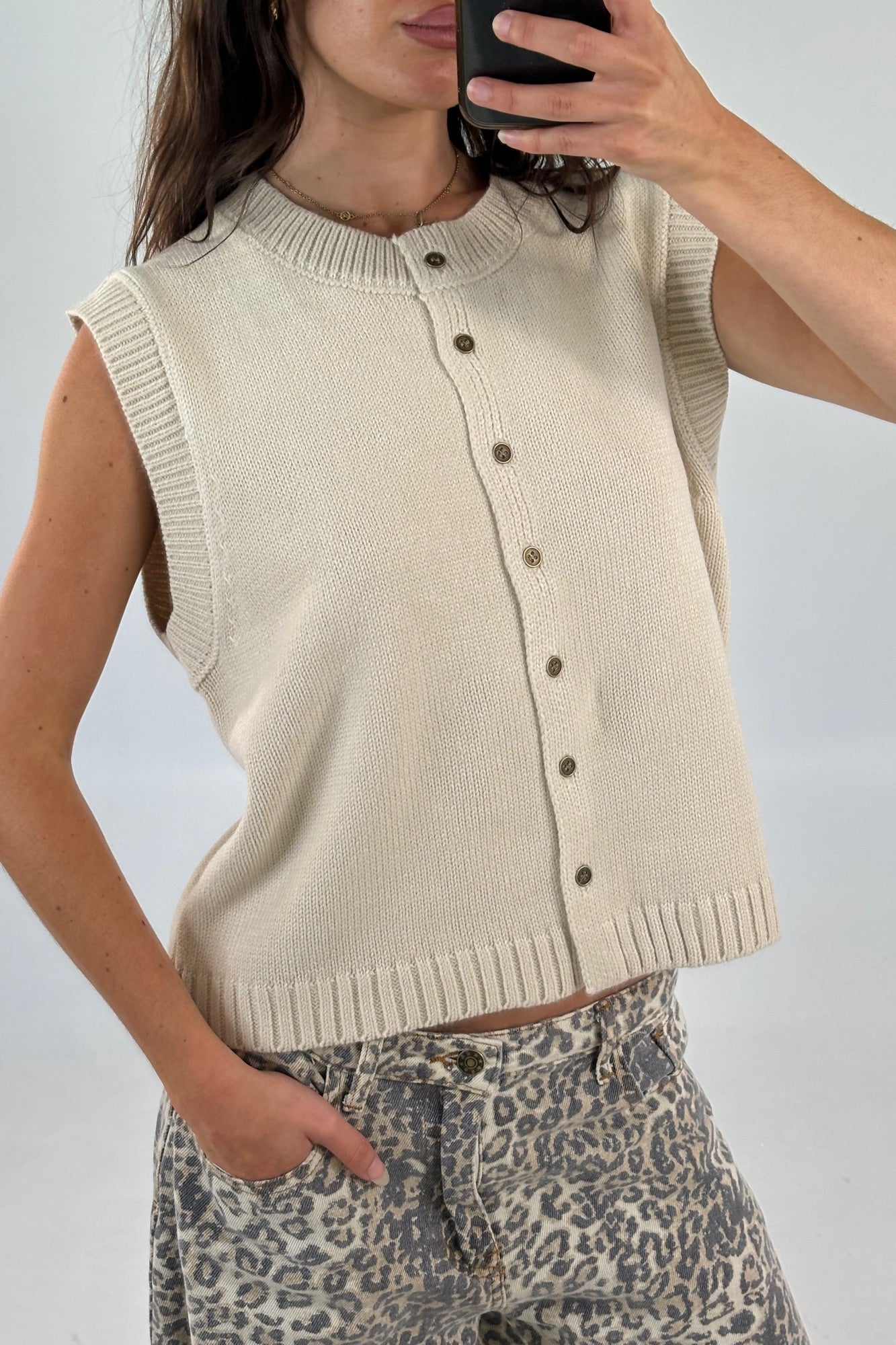 Cassia Knitted Vest Cream