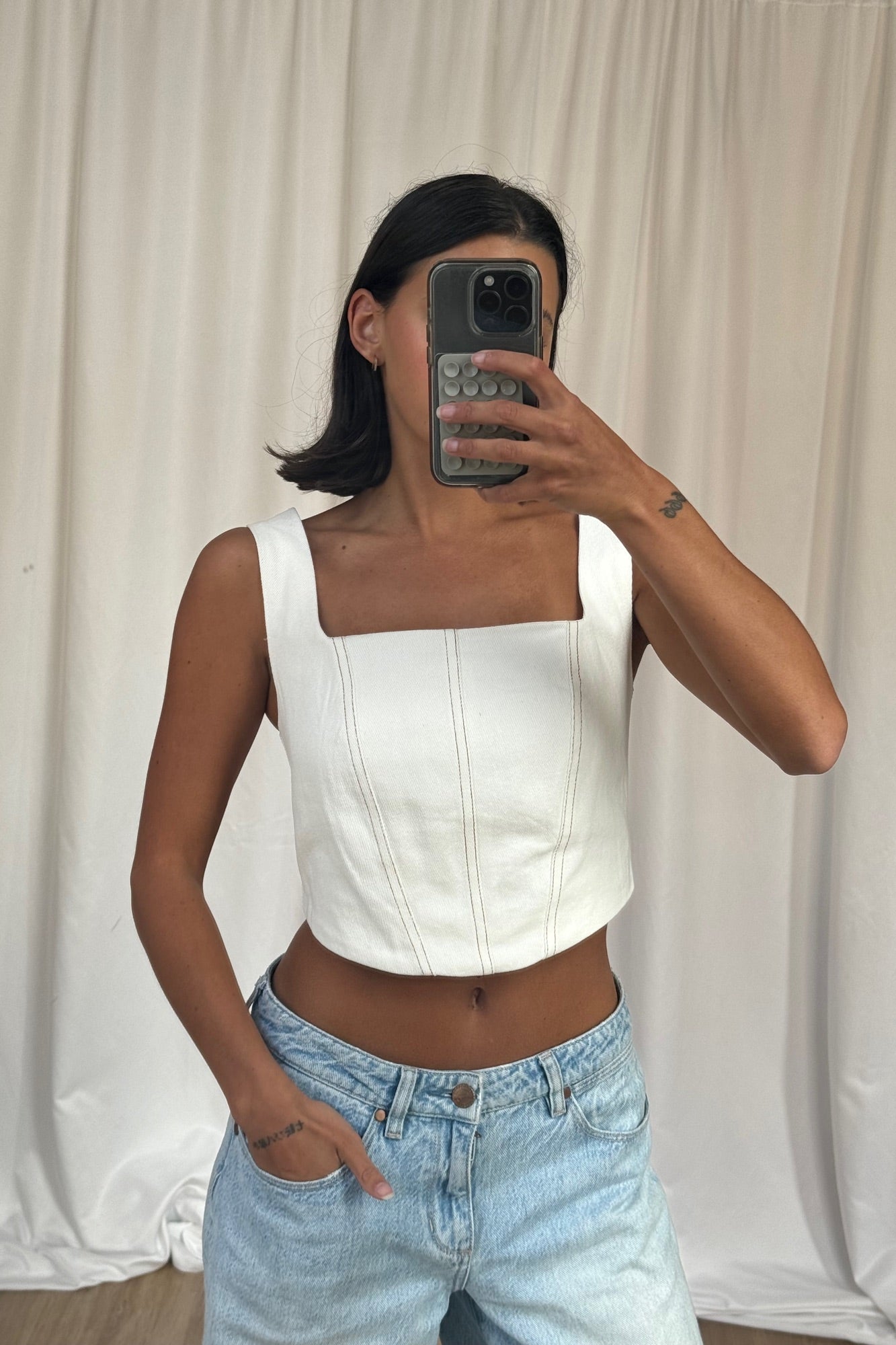 Yasmin Corset White Denim - FINAL SALE