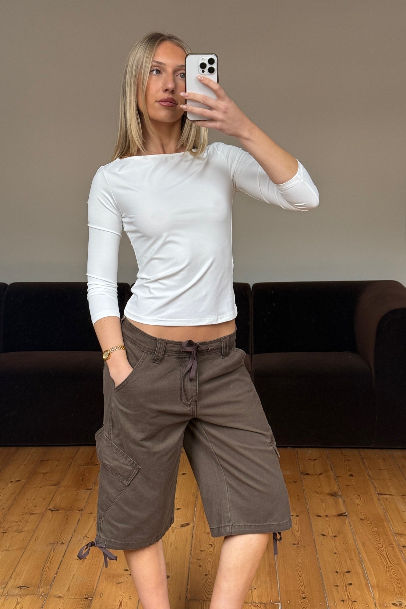 Dakota 3/4 Sleeve Top White