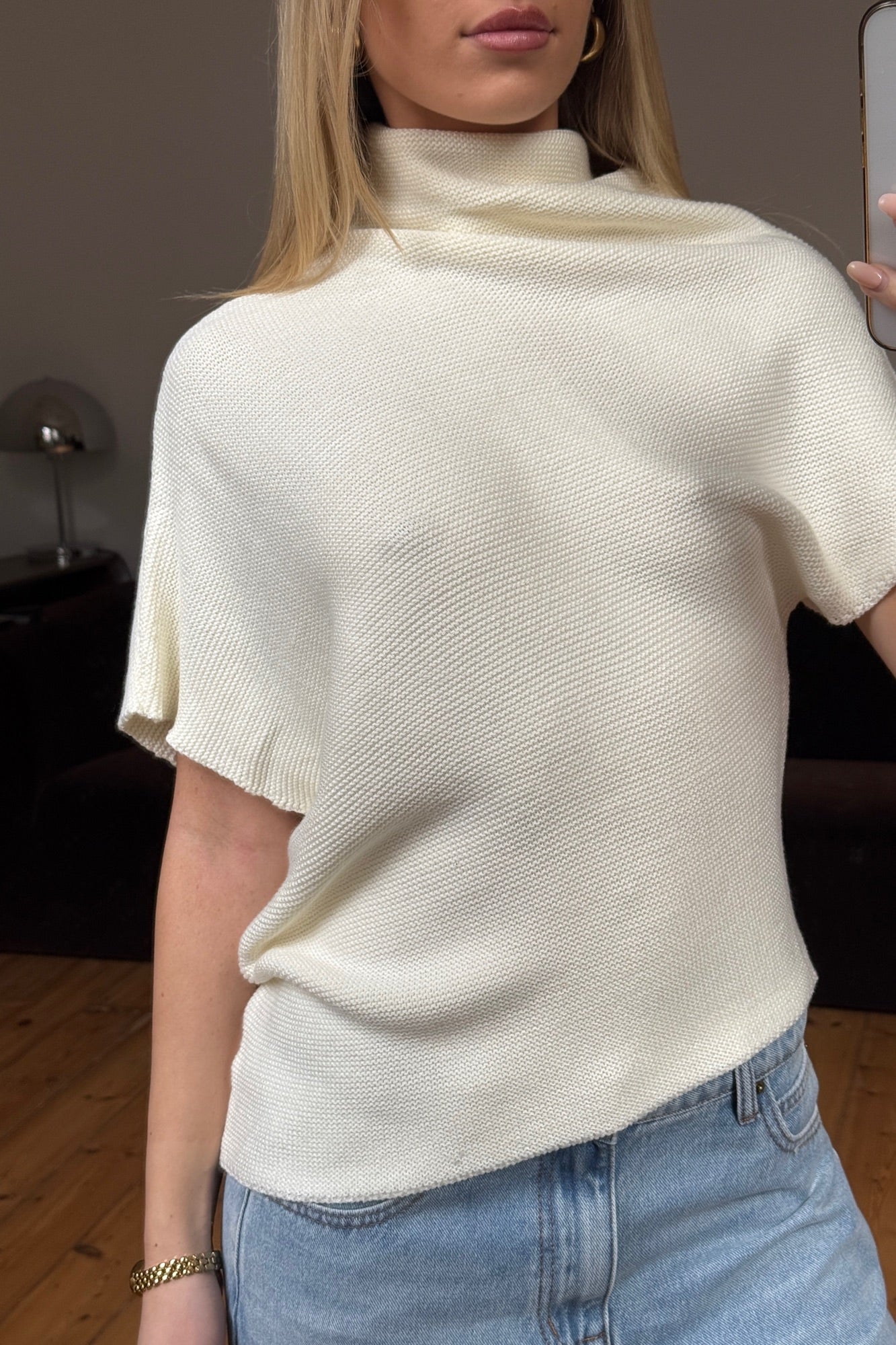 Claire High Neck Top White