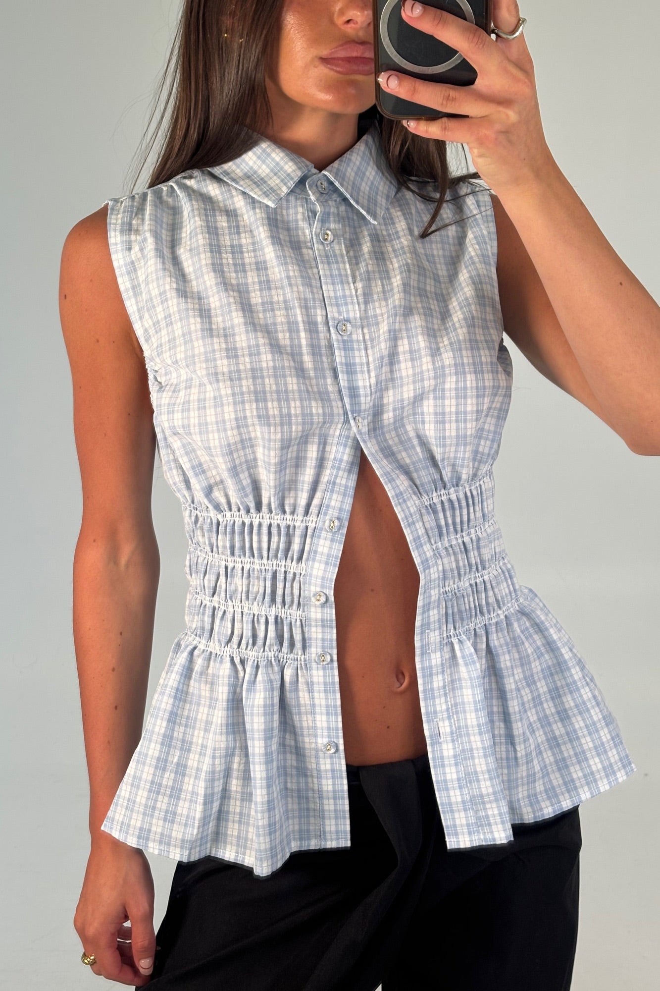 Charlotte Sleeveless Shirt Blue
