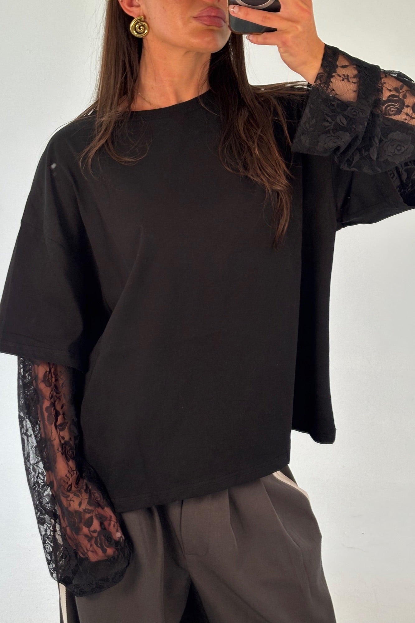 Francesca Lace Tee Black