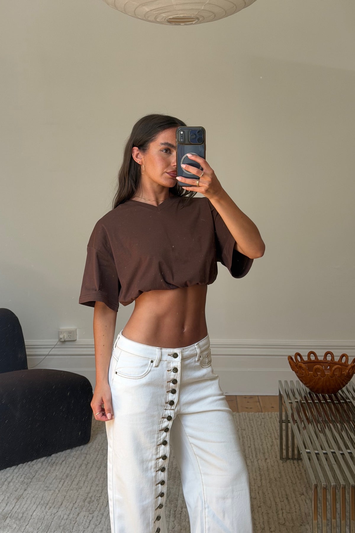 Chala V Neck Tee Chocolate