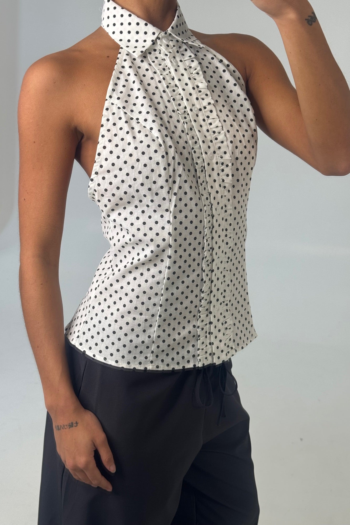 Maella Polka Dot Top White