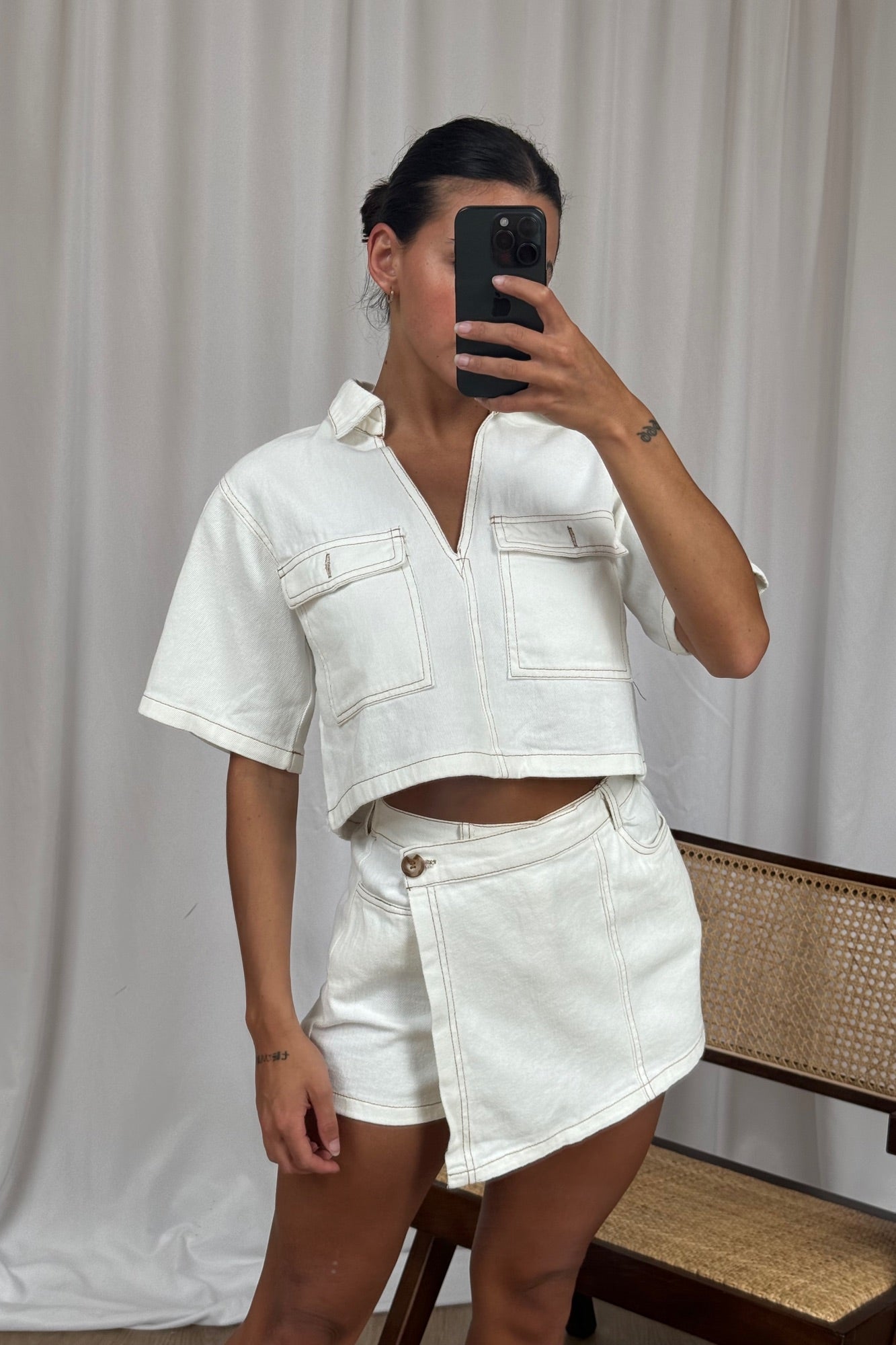 Seona Denim Set White - FINAL SALE