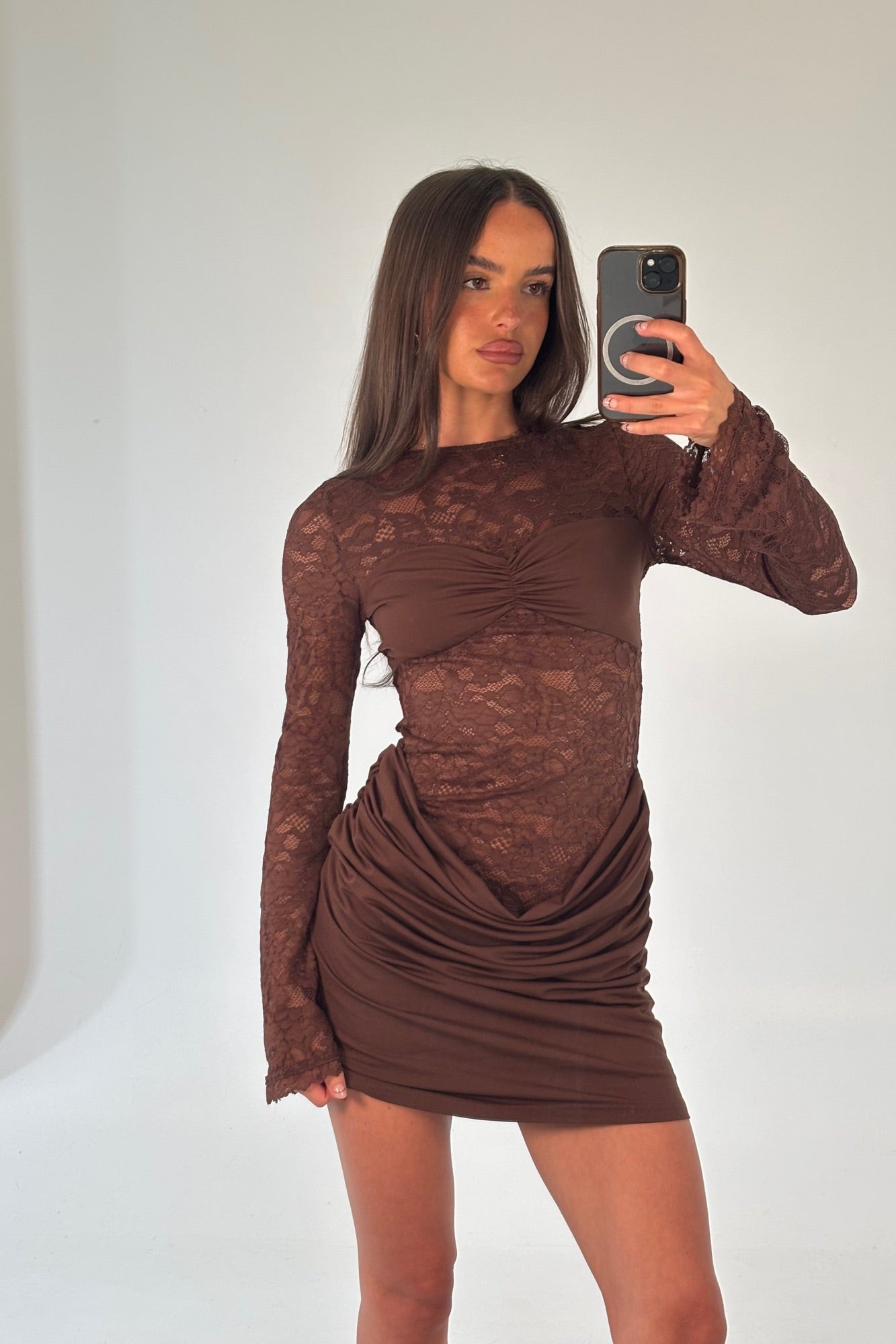 Jasmine Mini Dress Chocolate
