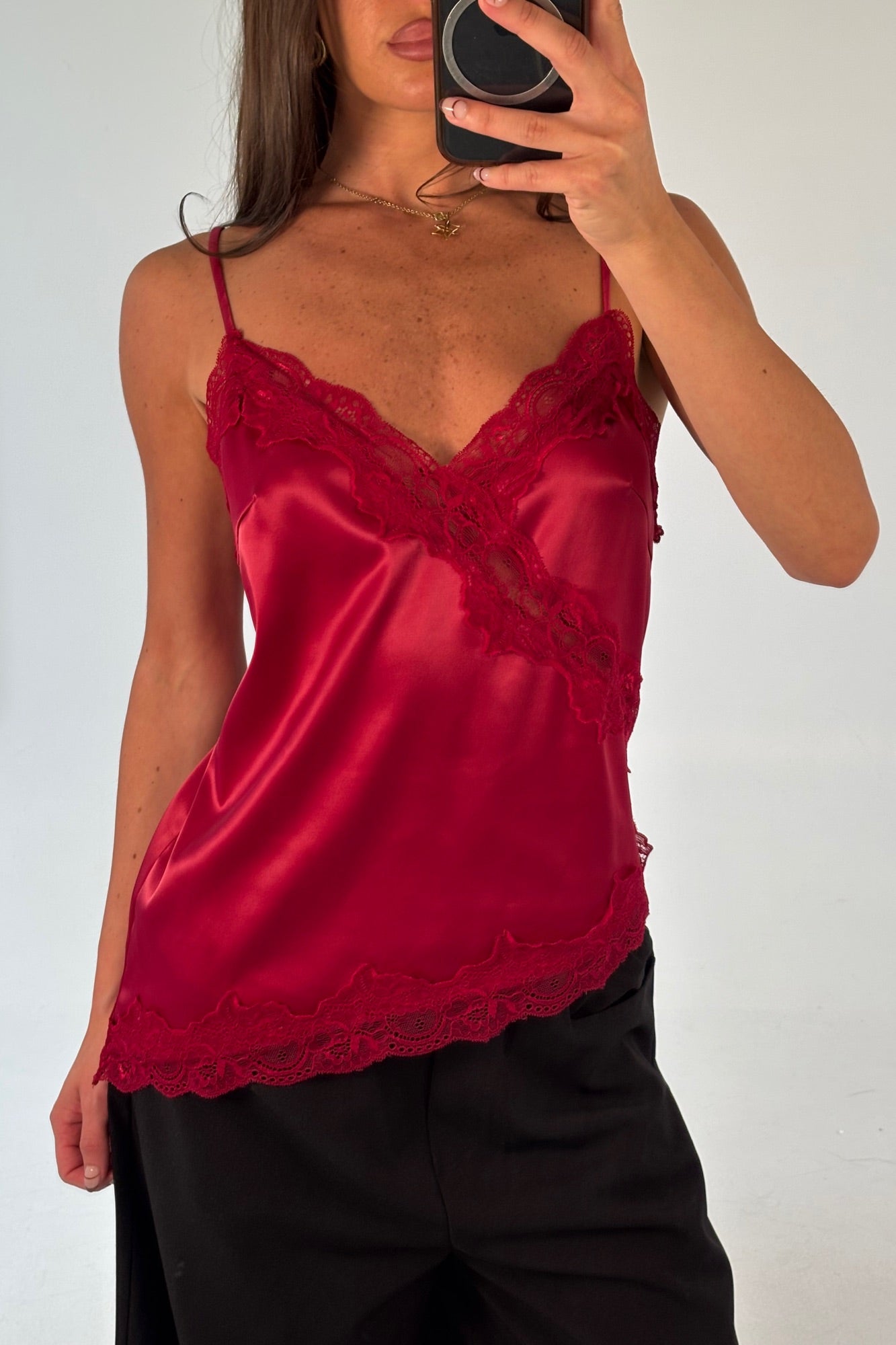 Whimsy Satin Cami Wine