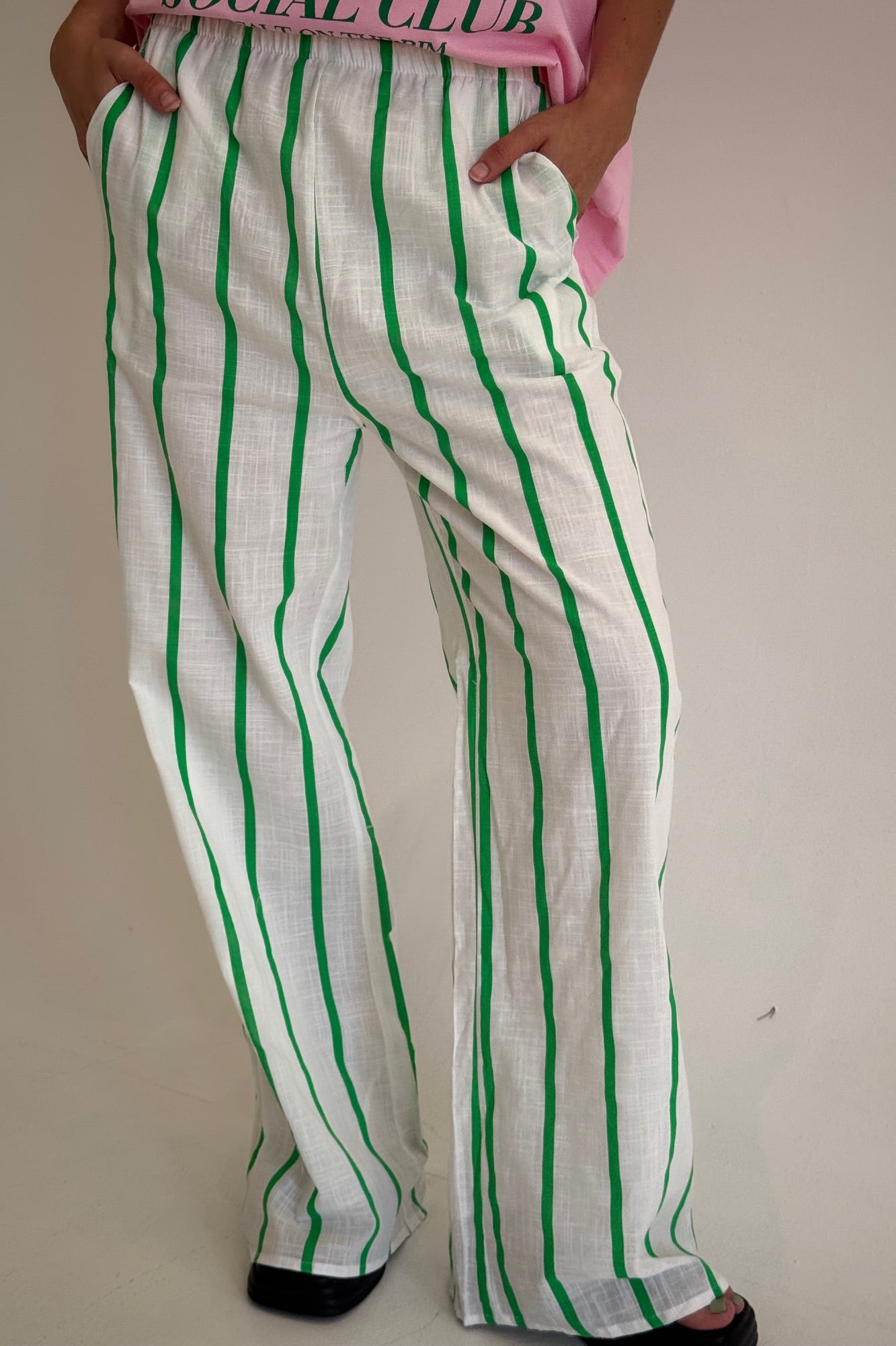 Terry Pant Green/White - FINAL SALE
