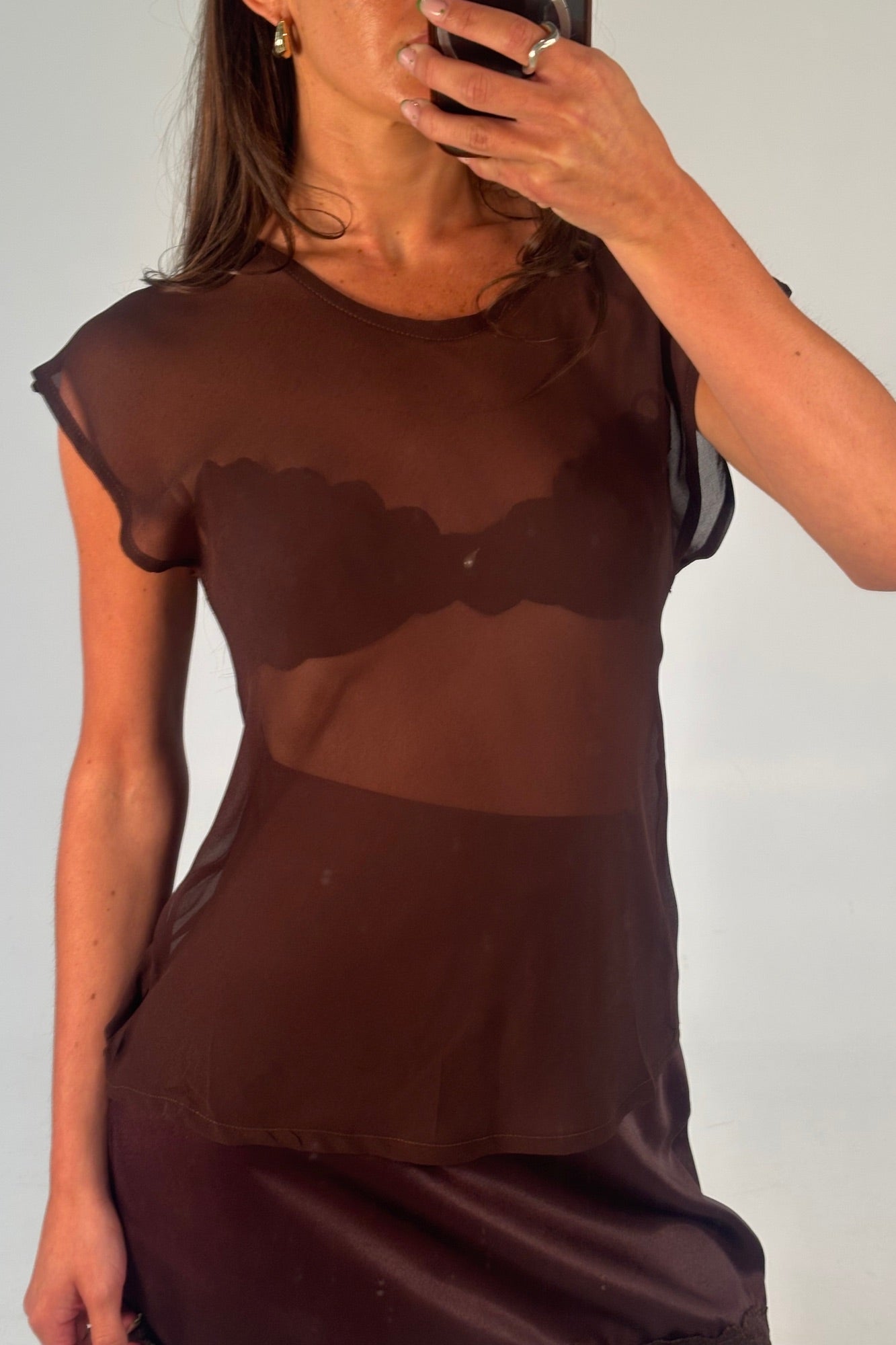 Camille Sheer Top Chocolate