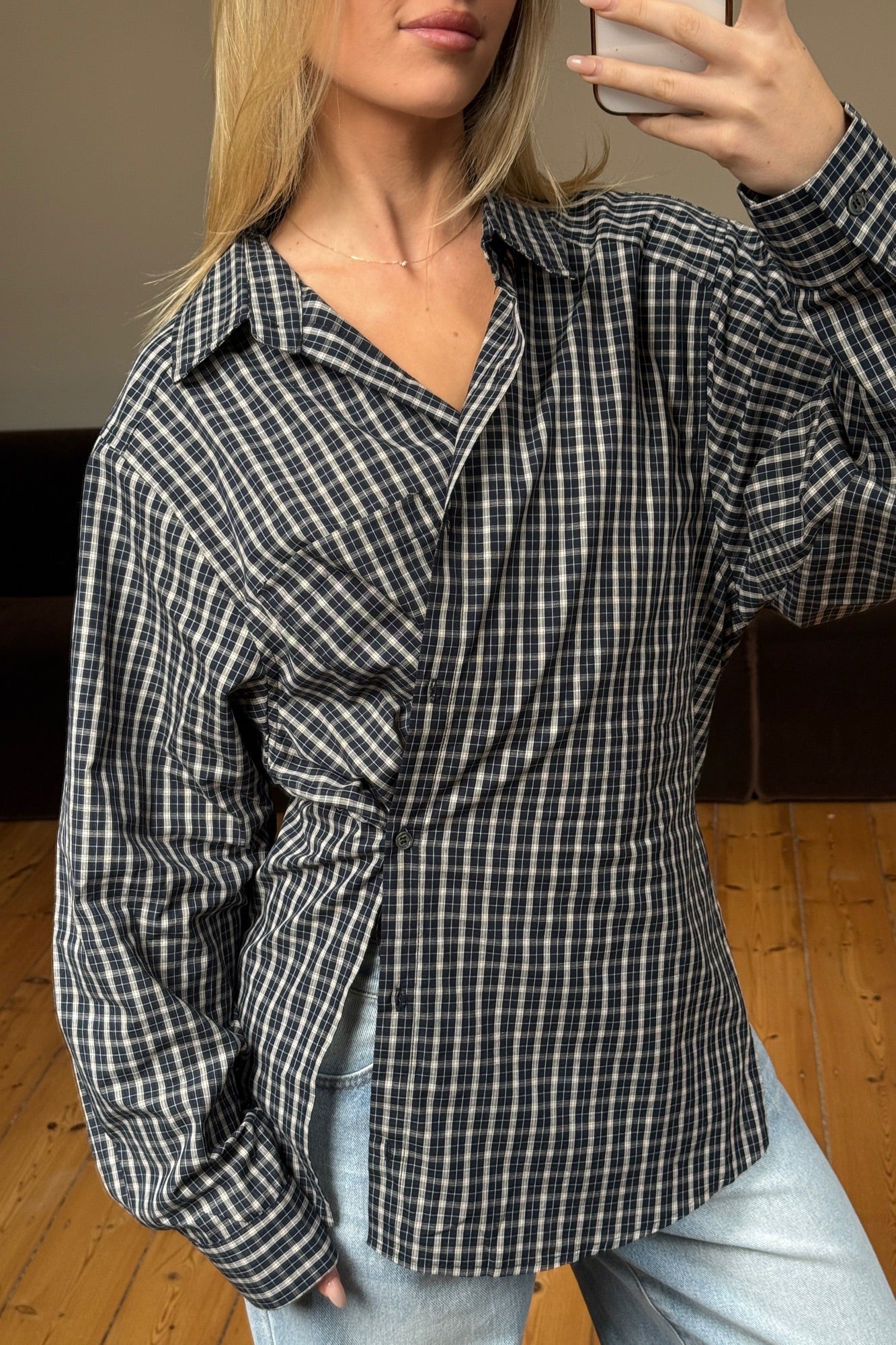 Notting Hill Shirt Navy Lemon Plaid