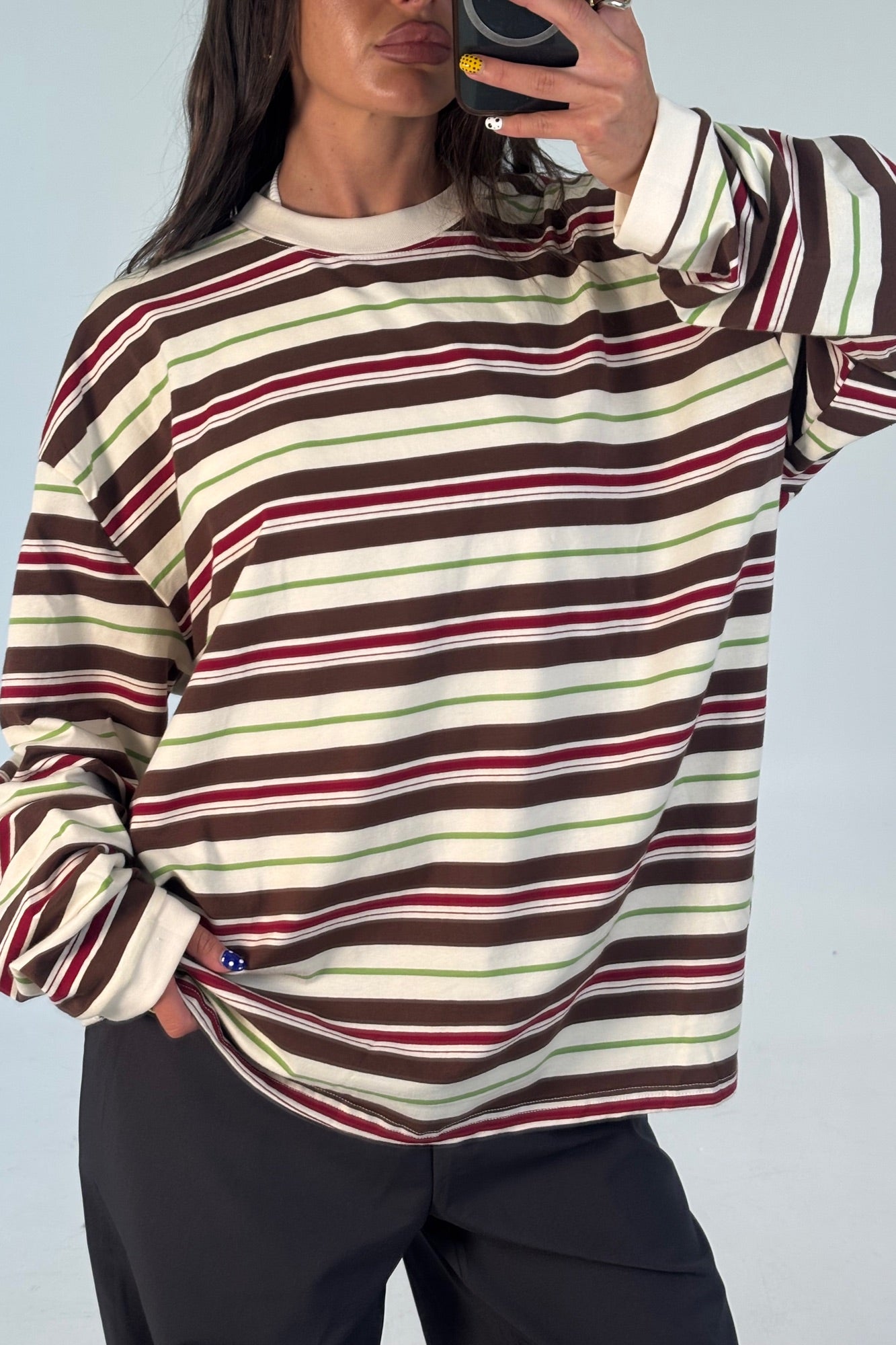 Unisex Tim Stripe Long Sleeve Choc