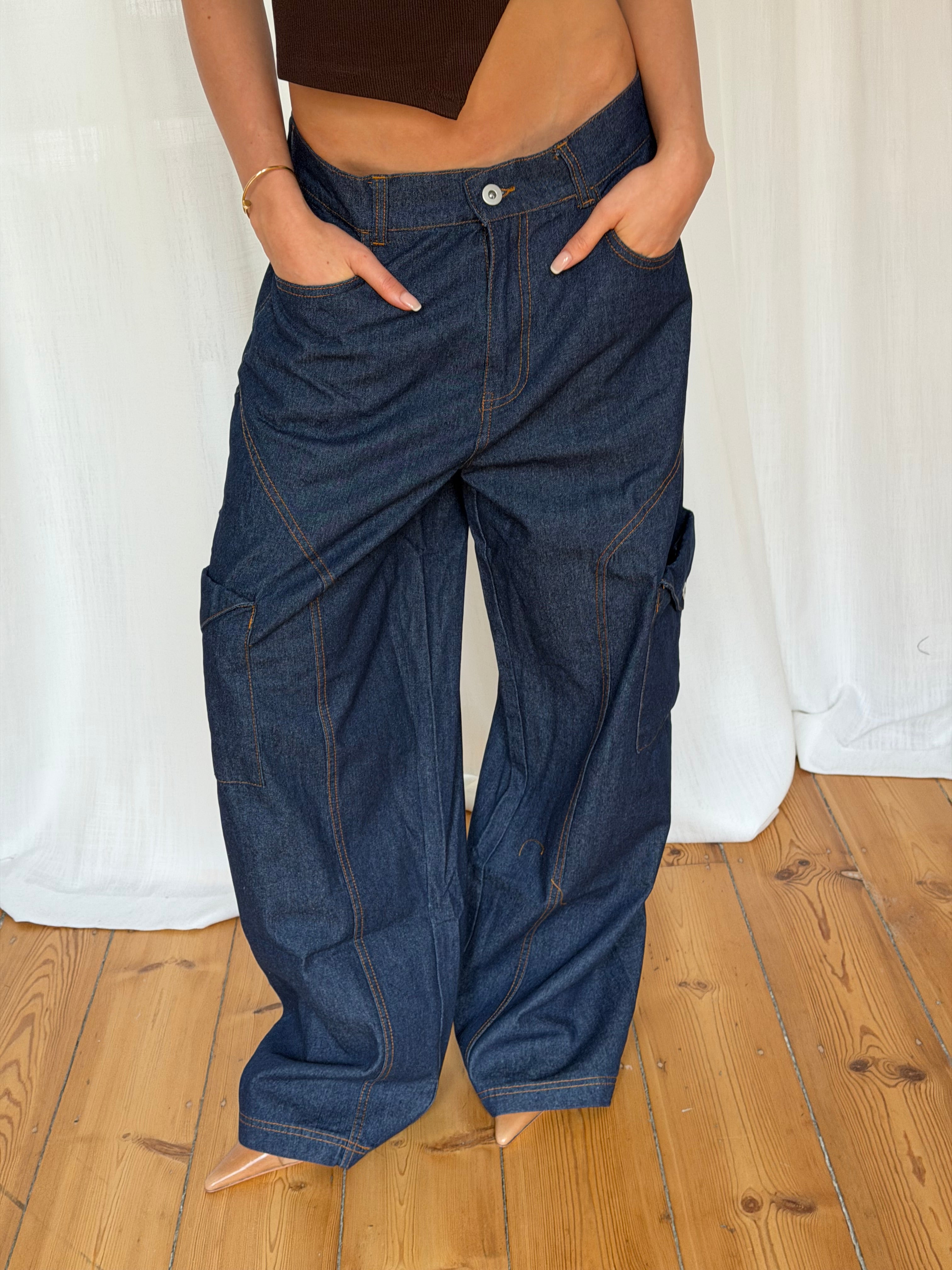 Annie Cargo Pant Dark Denim