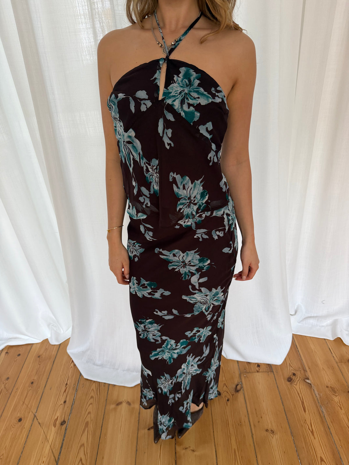 Chloe Floral Top Chocolate