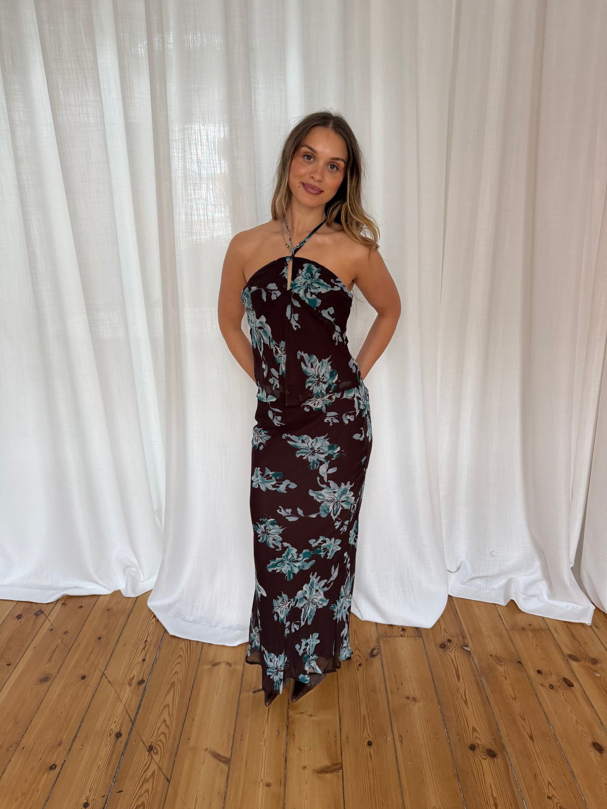 Chloe Floral Top Chocolate
