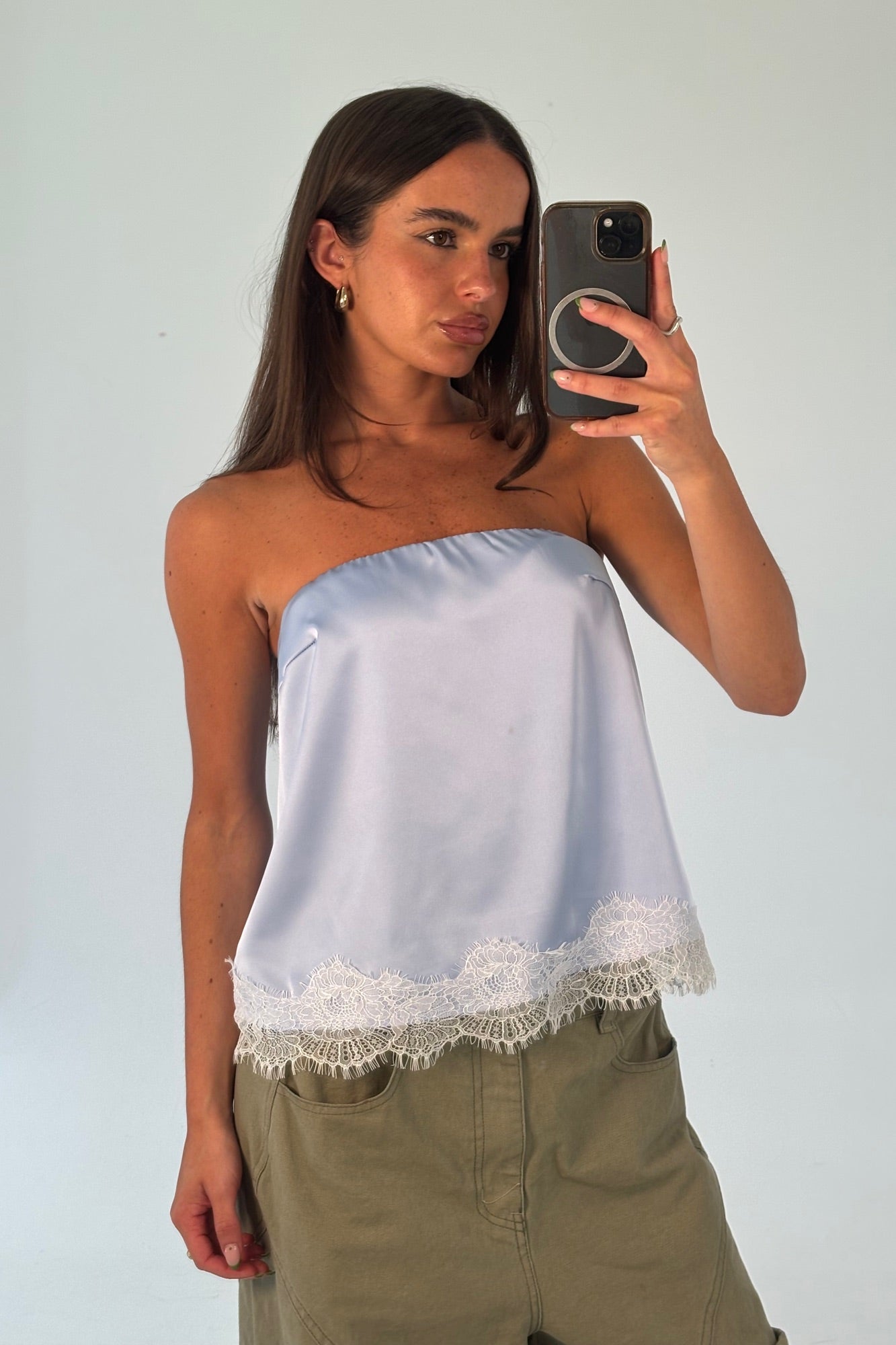 Stassie Strapless Top Sky