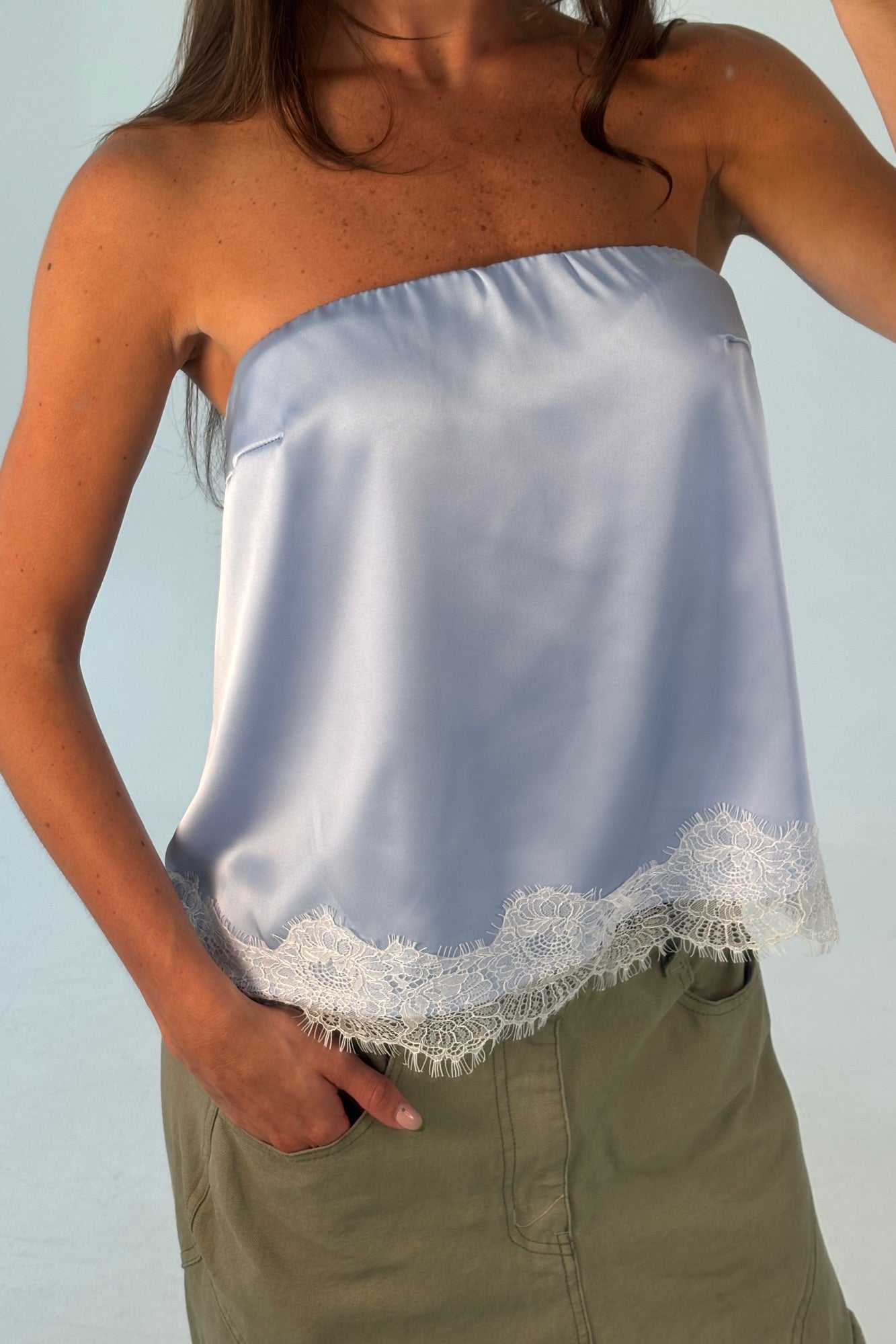 Stassie Strapless Top Sky