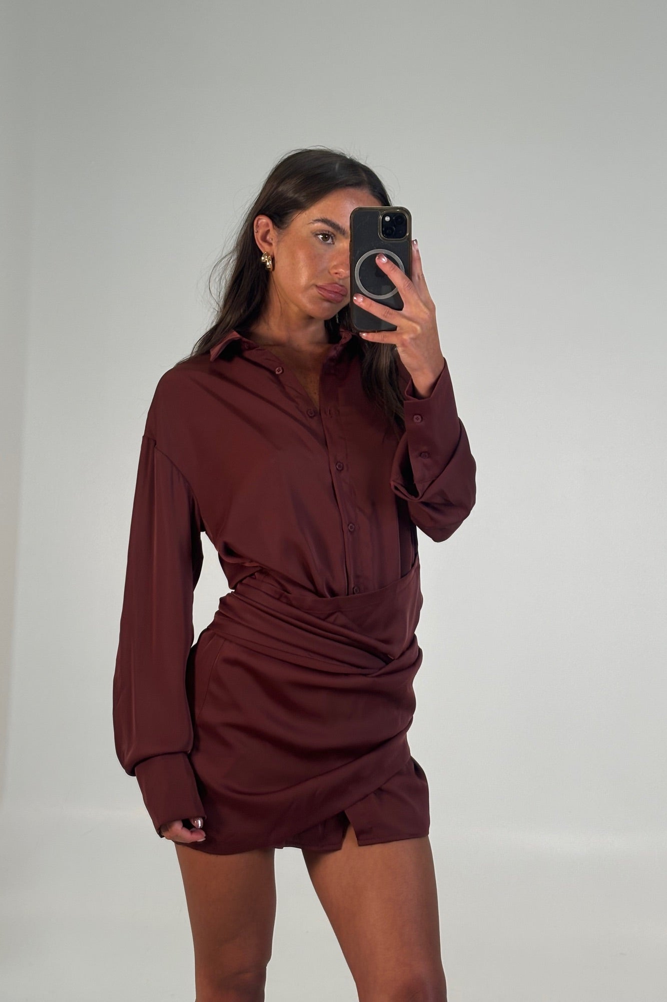Mae Shirt Dress Wine
