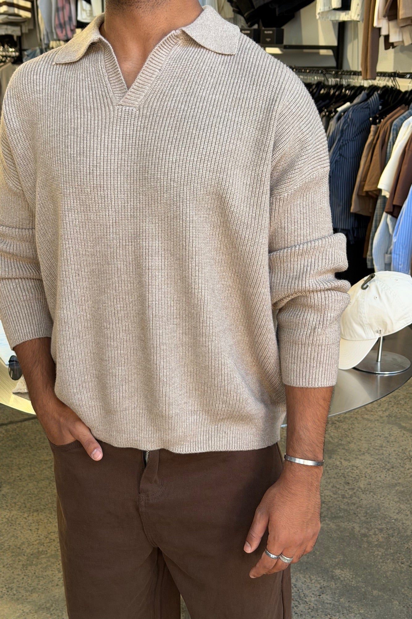 Jay Knitted Polo Oat