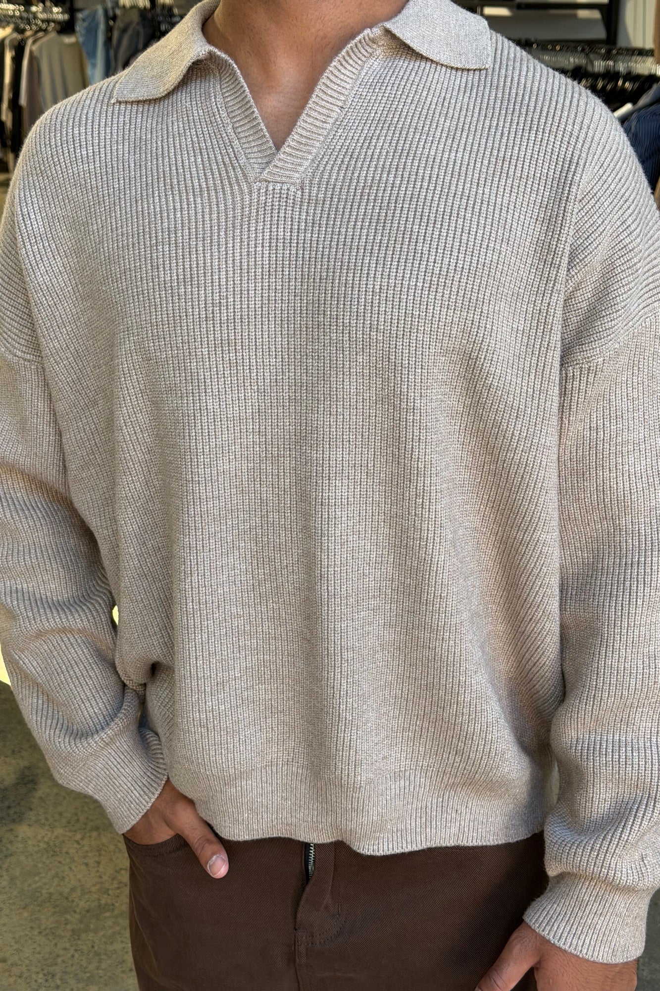 Jay Knitted Polo Oat