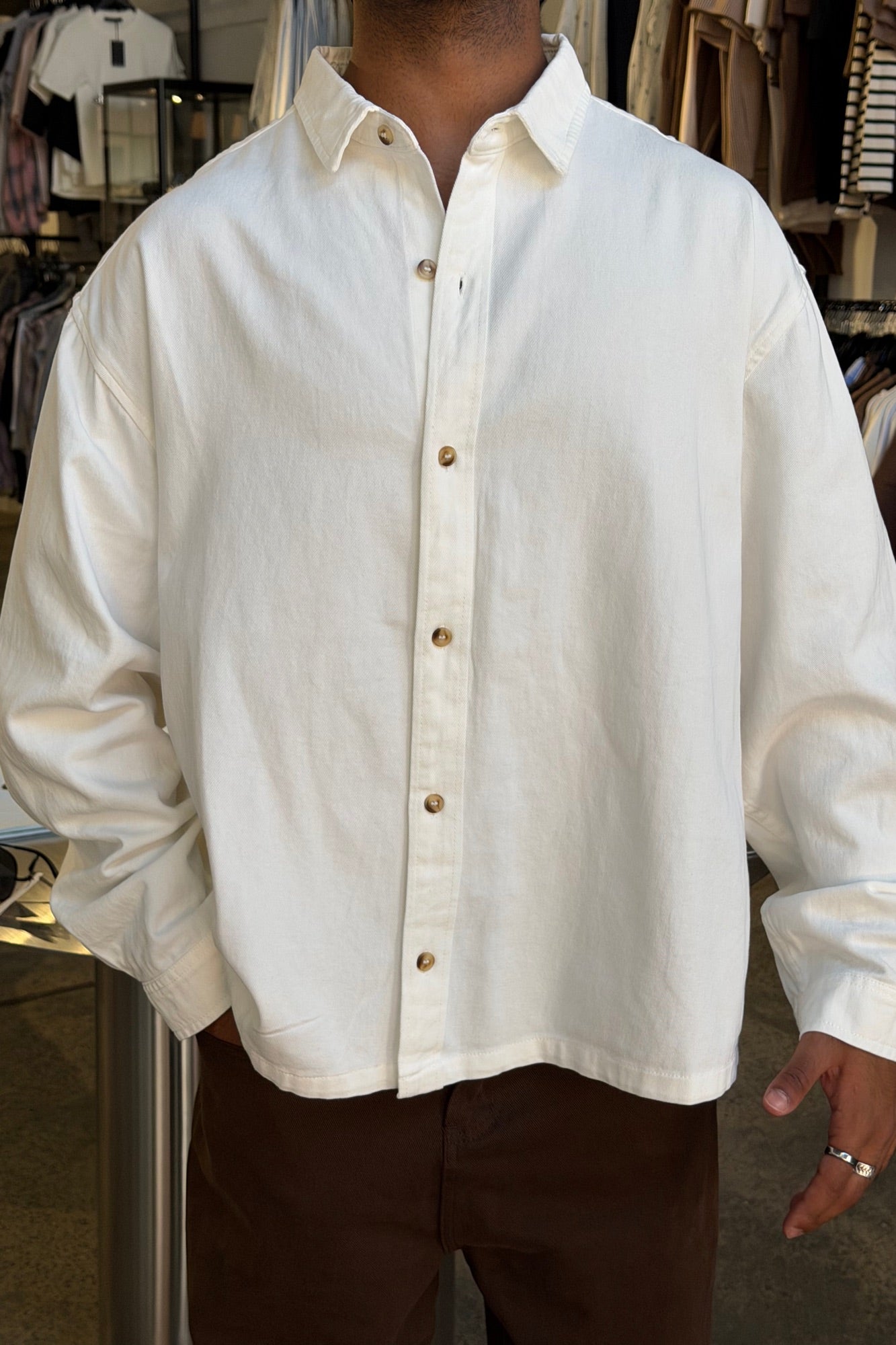 Phillip Washed Cotton Overshirt White