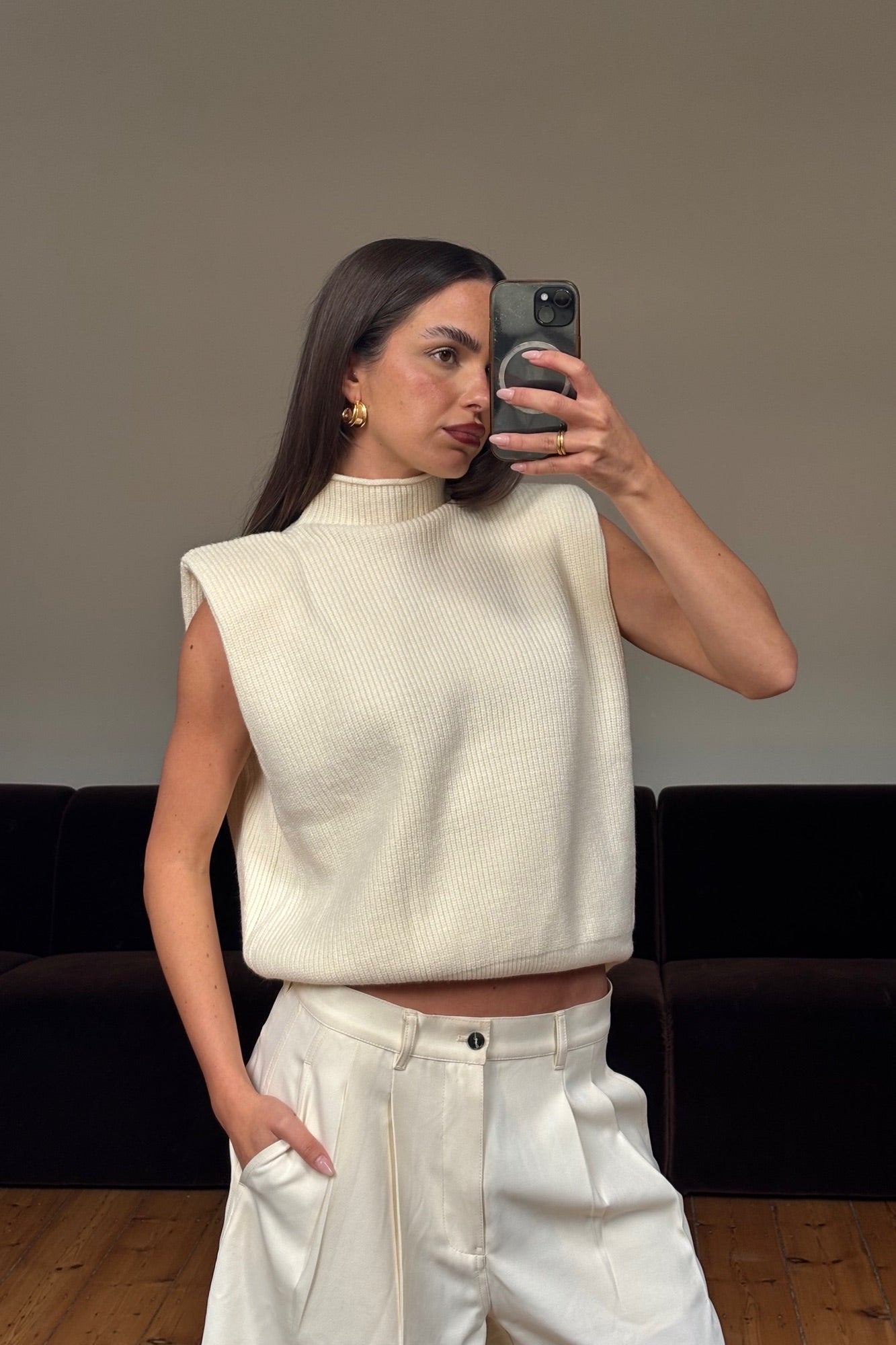 Drew Sleeveless Knit Cream