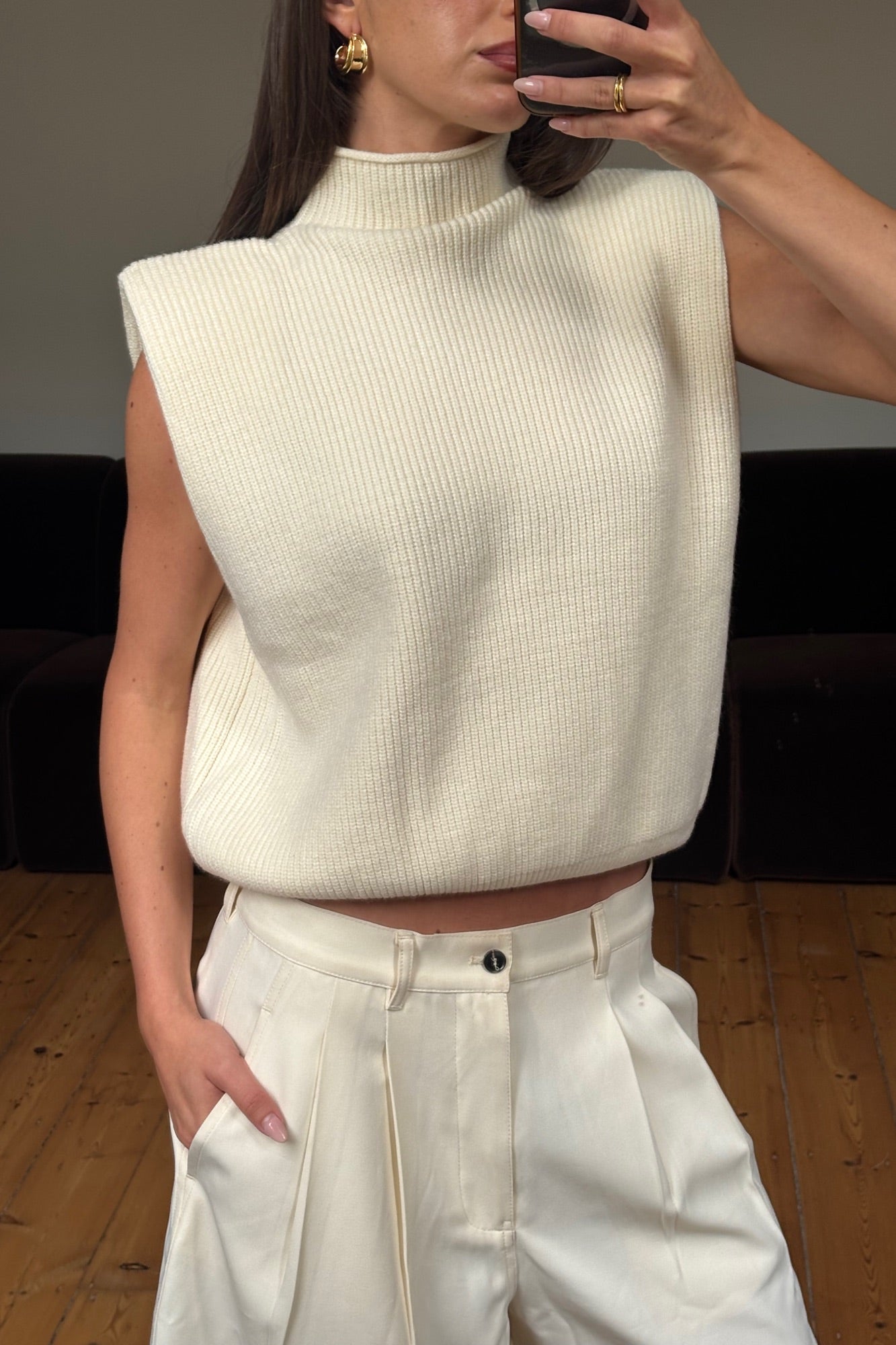 Drew Sleeveless Knit Cream