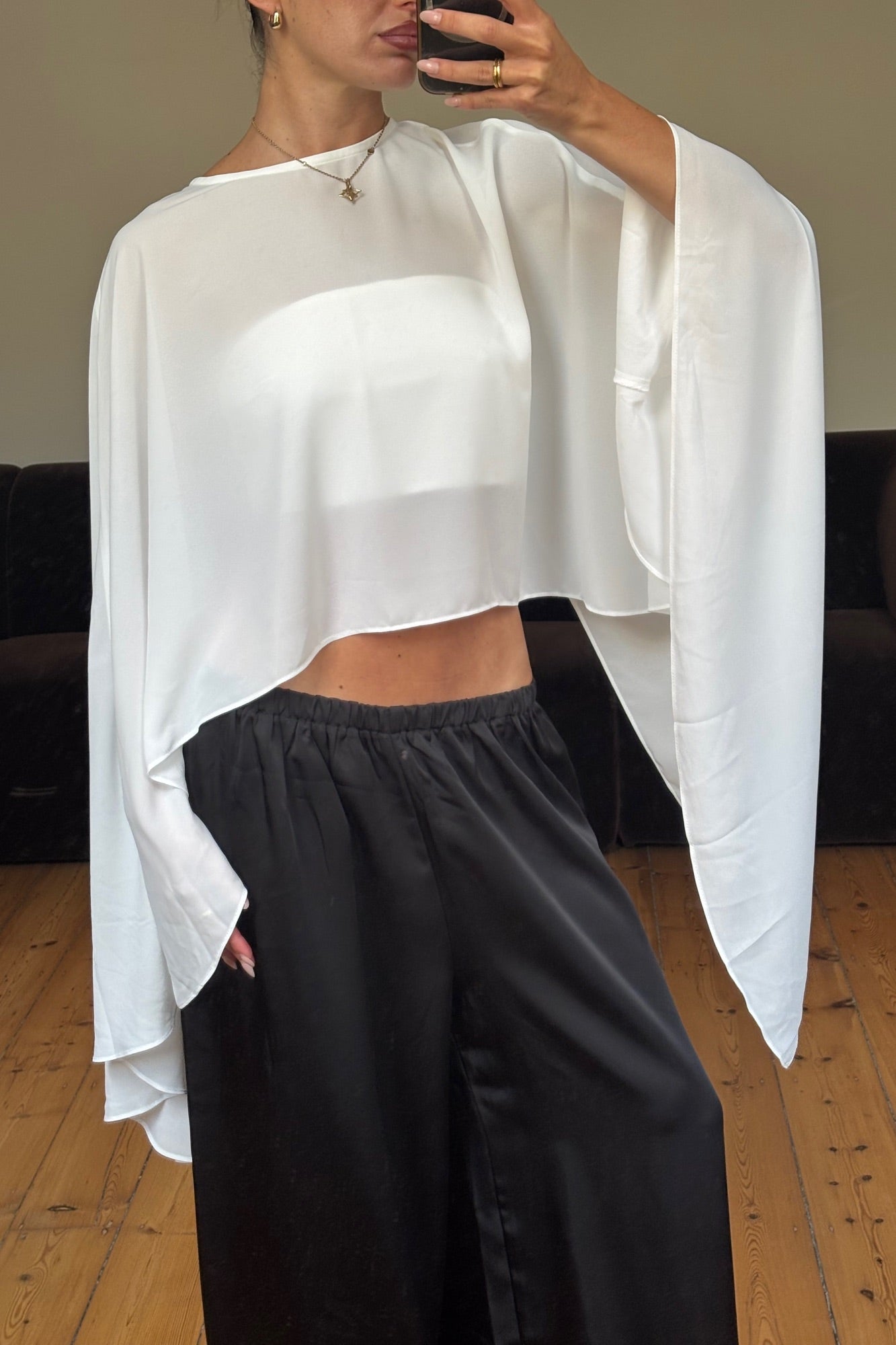 Mattie Sheer Poncho White