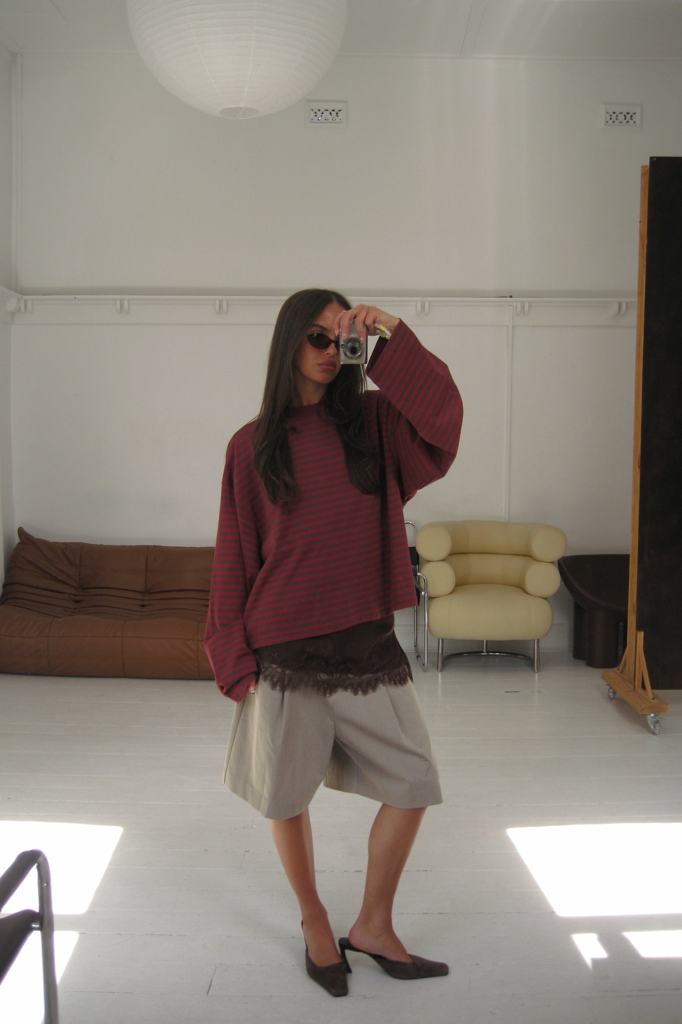 Bloom Long Sleeve Chocolate Wine Stripe