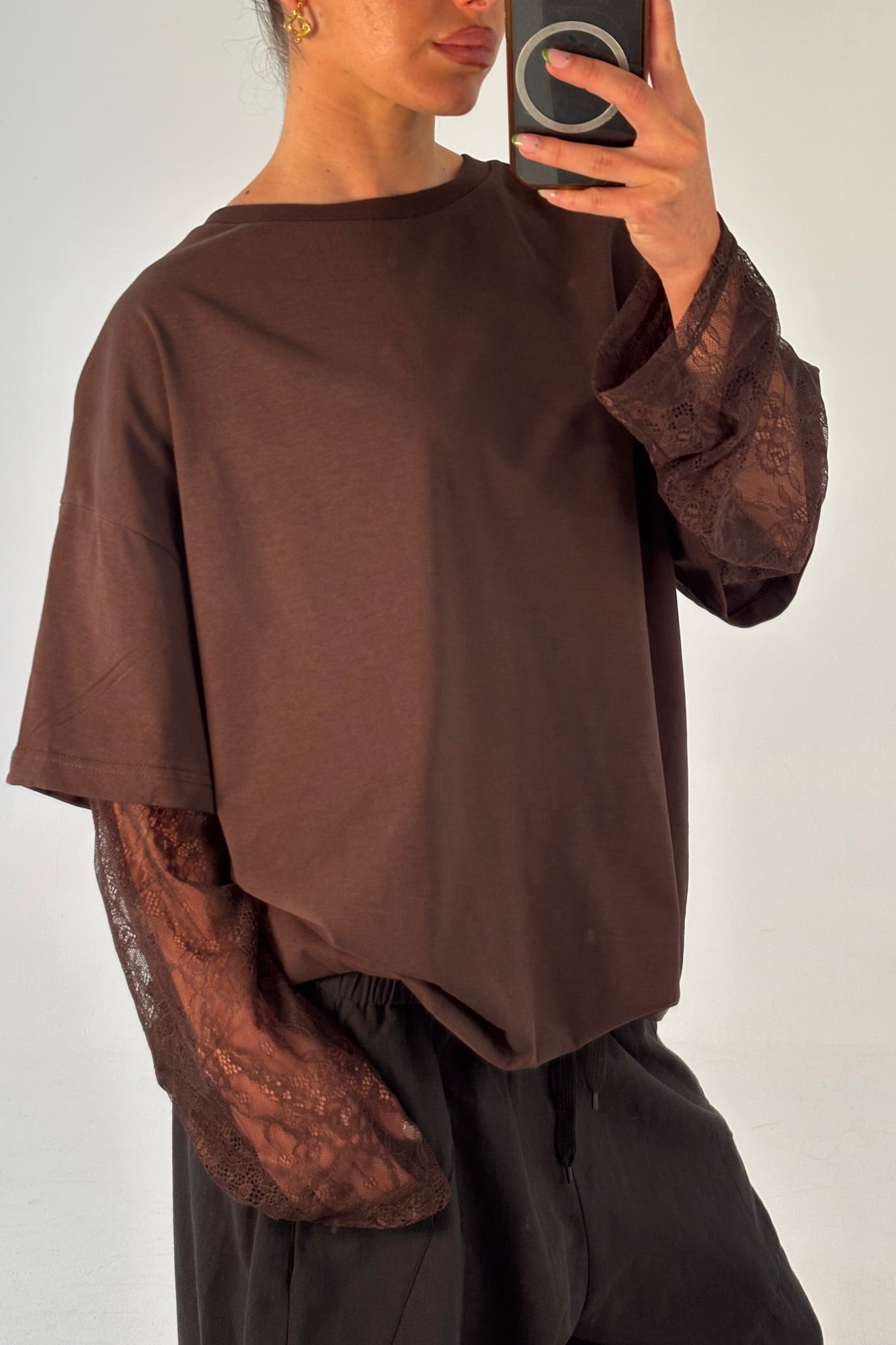 Amanda Lace Tee Dark Chocolate