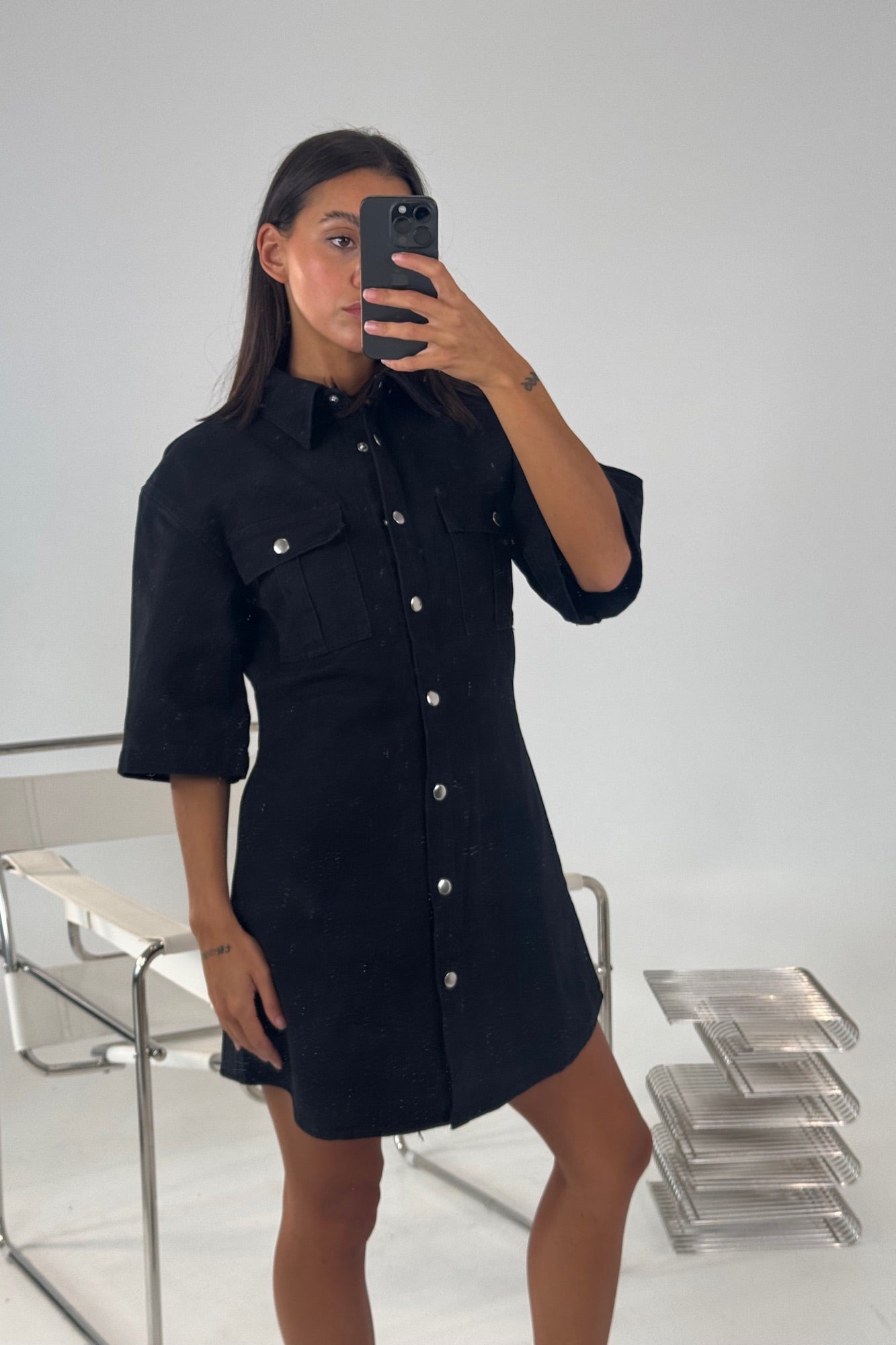 Kaneisha Denim Dress Black