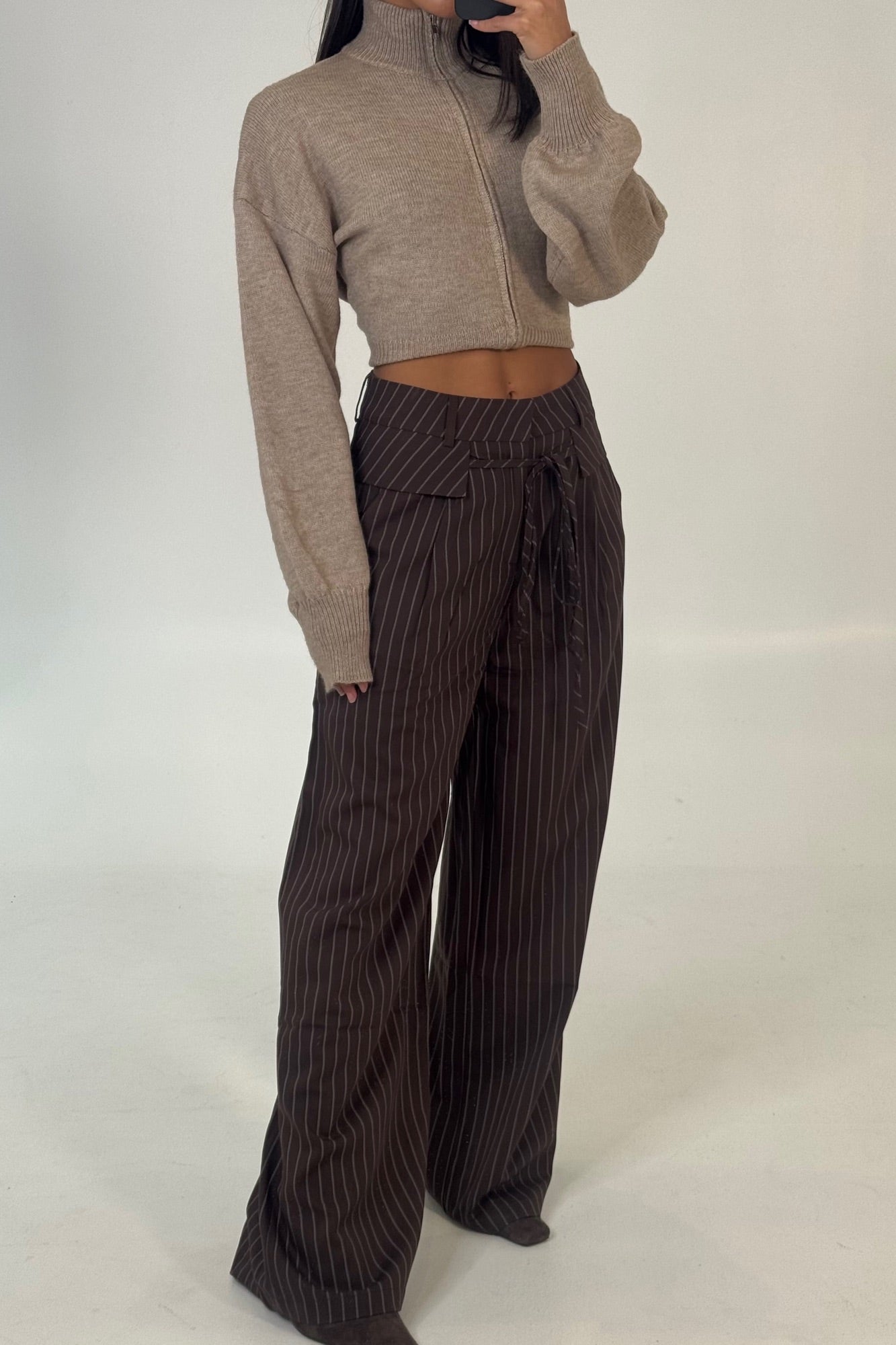 Kiara Pinstripe Pant Chocolate
