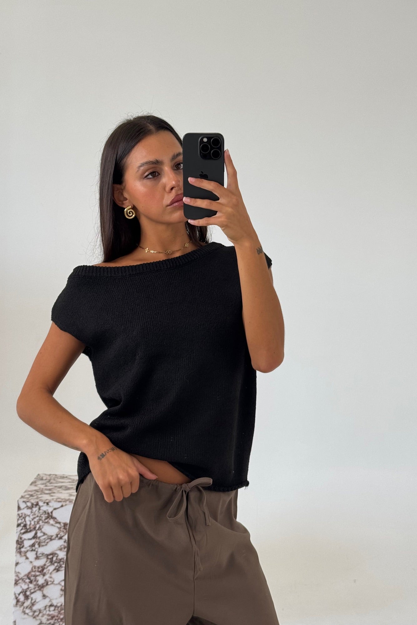 Kaisha Crop Knit Black