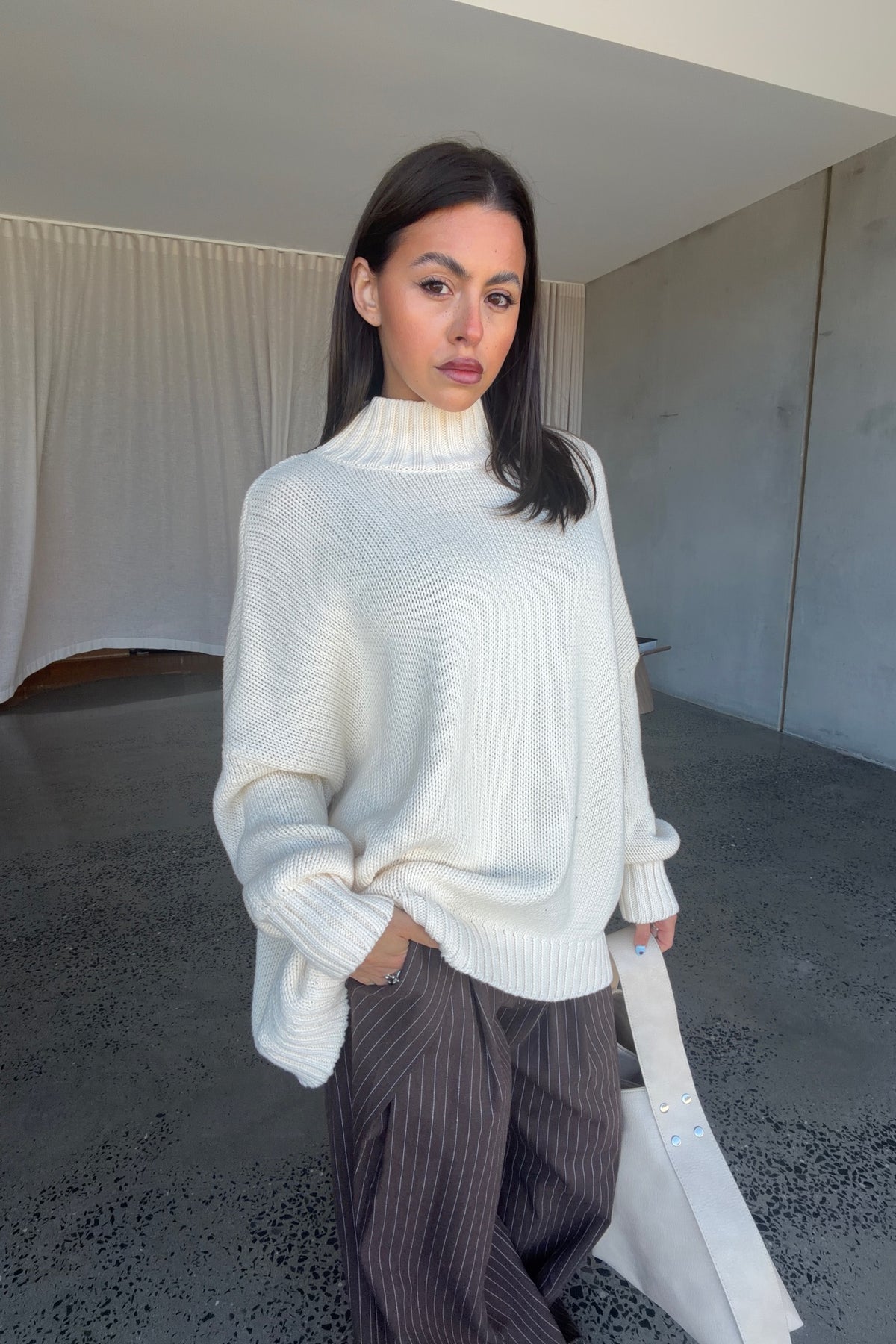Layla Funnel Neck Knit Cream