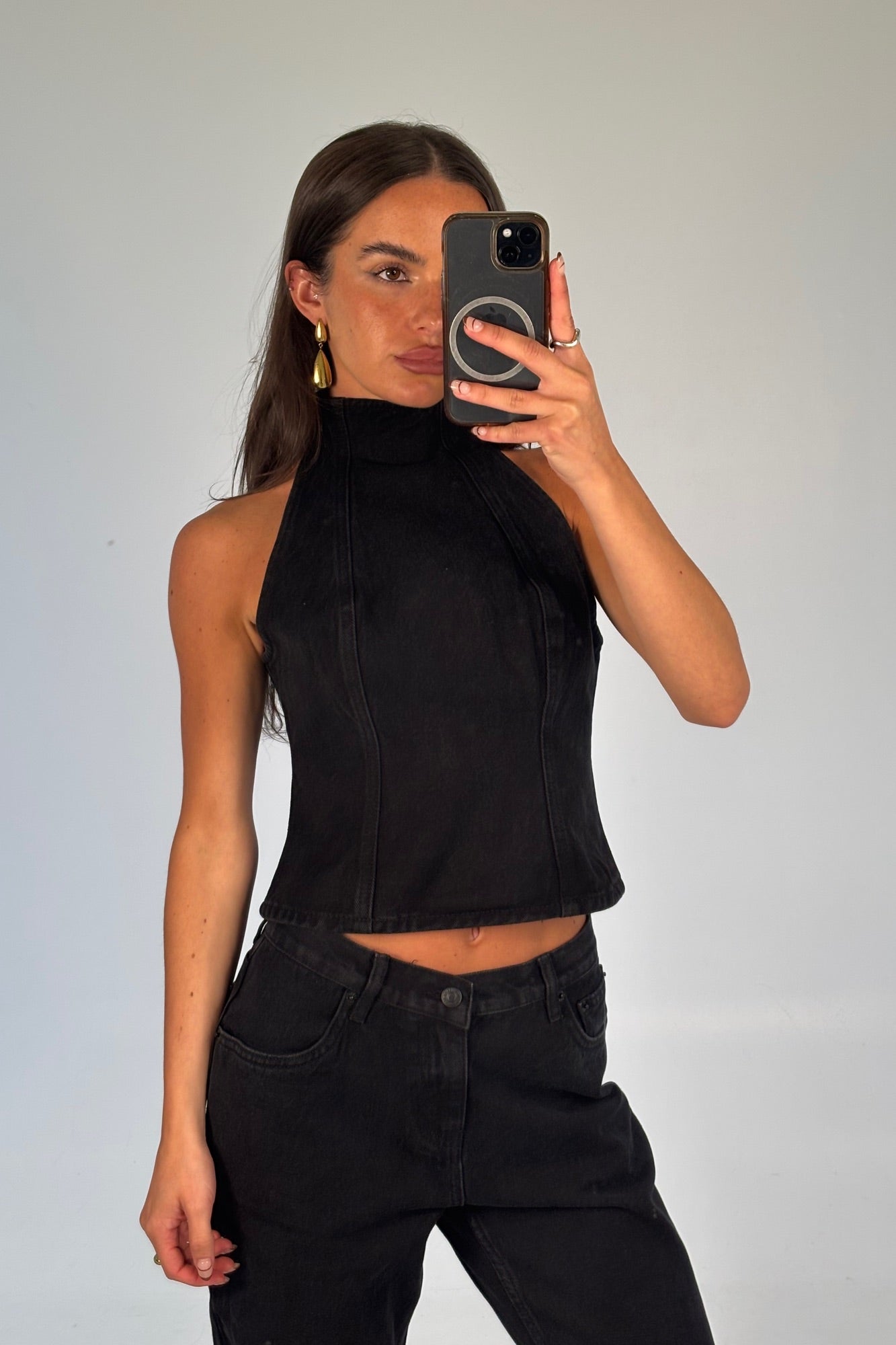 Thea Denim Turtleneck Backstage Black
