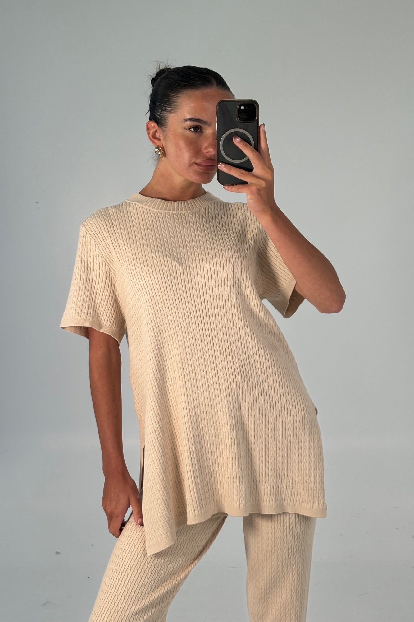 Leighton Ribbed Pant Almond - FINAL SALE