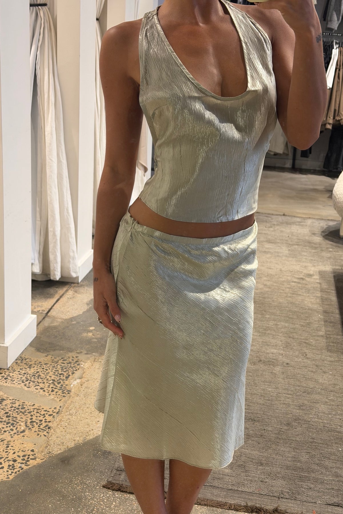 Shoreline Midi Skirt Gold