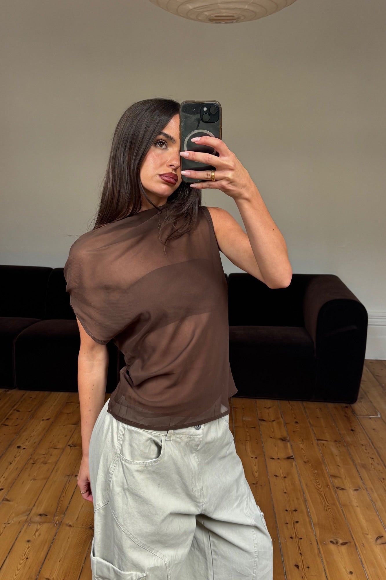 Reign Sheer Top Chocolate