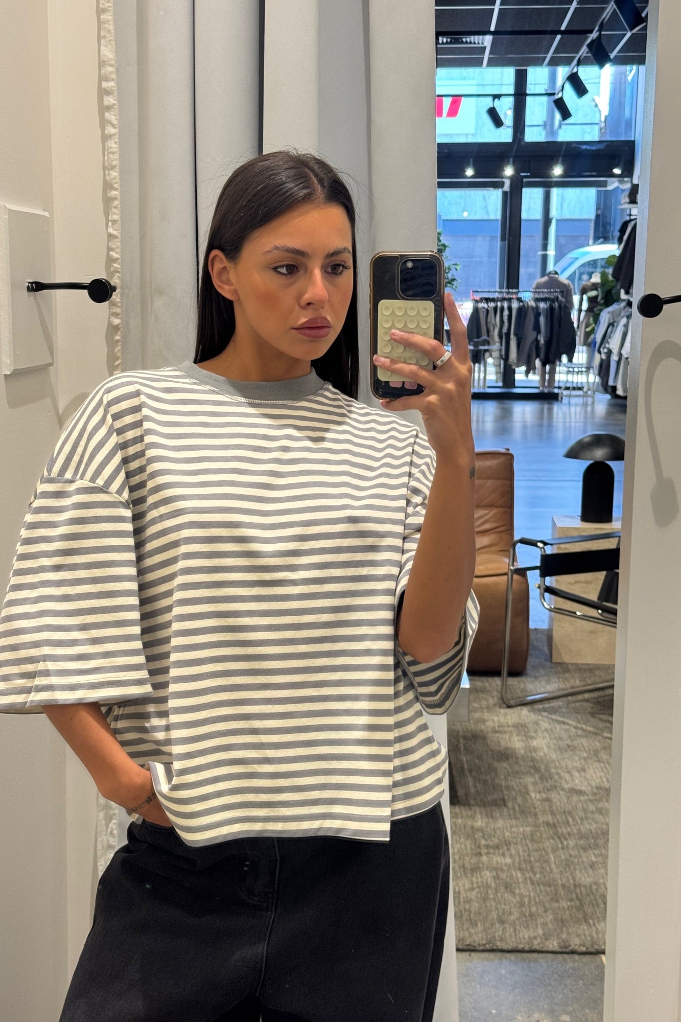 Bloom Short Sleeve Ash Stripe