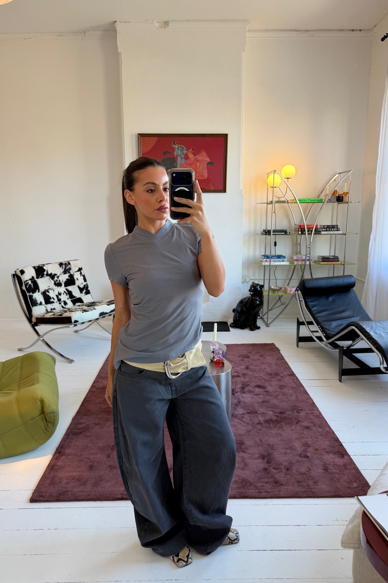 Kaitlyn V Neck Dark Grey
