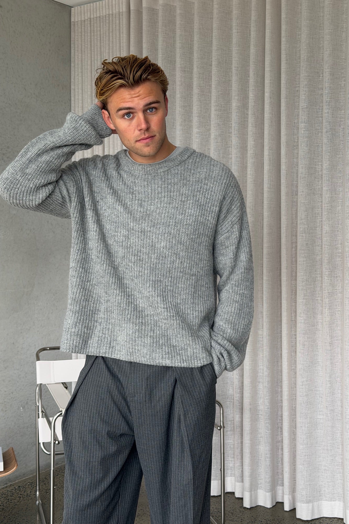 Mohair Knit Grey Marle