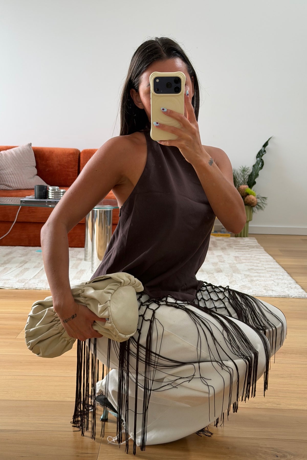 Alicia Fringe Top Chocolate