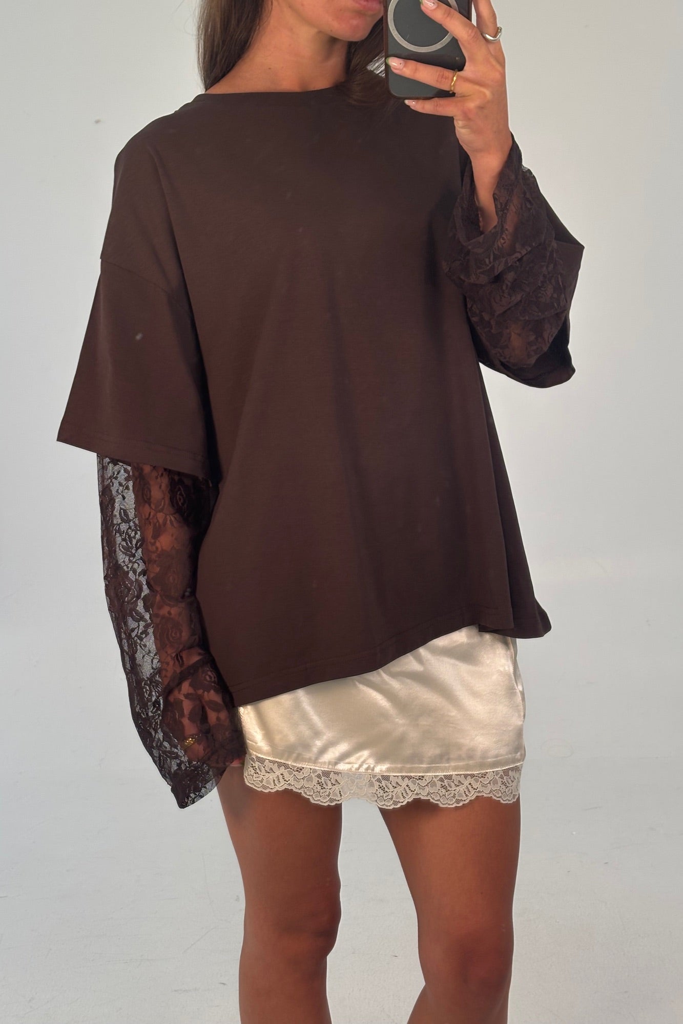 Francesca Lace Tee Chocolate