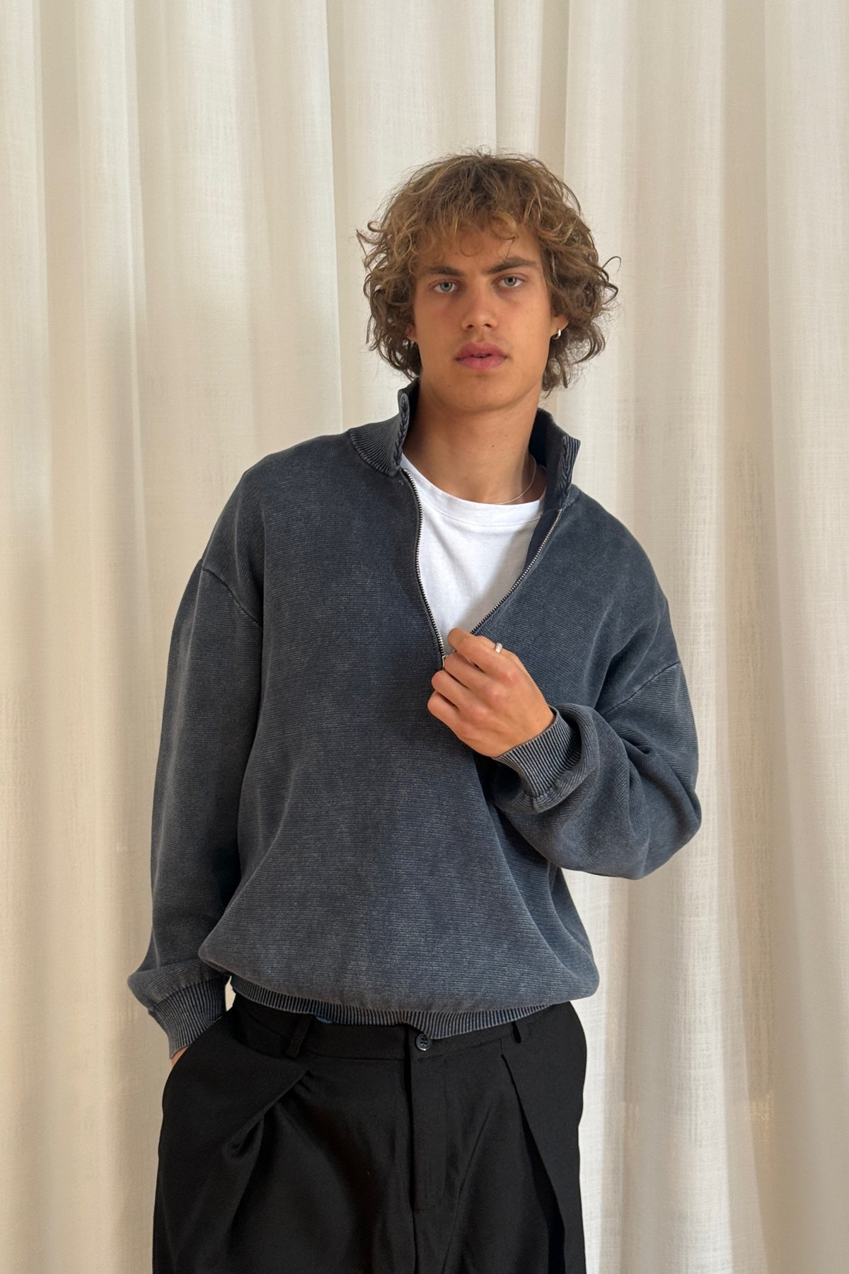 Calin Zip Up Knit Navy