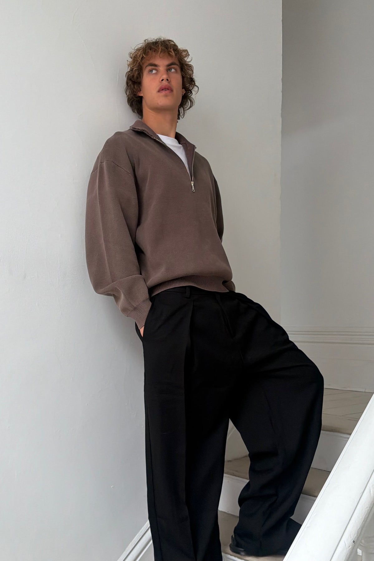 Sampson Half Zip Sweater Choc