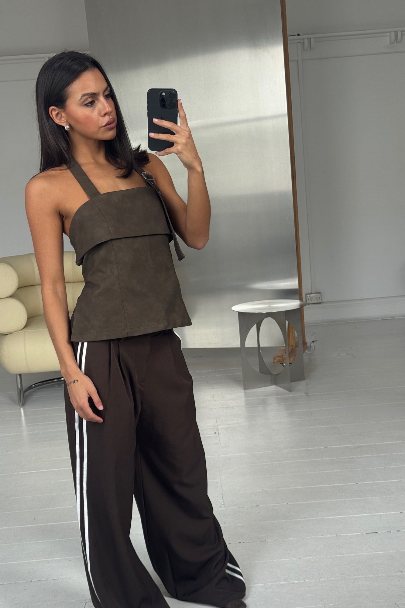 Lilah Halter Neck Top Brown