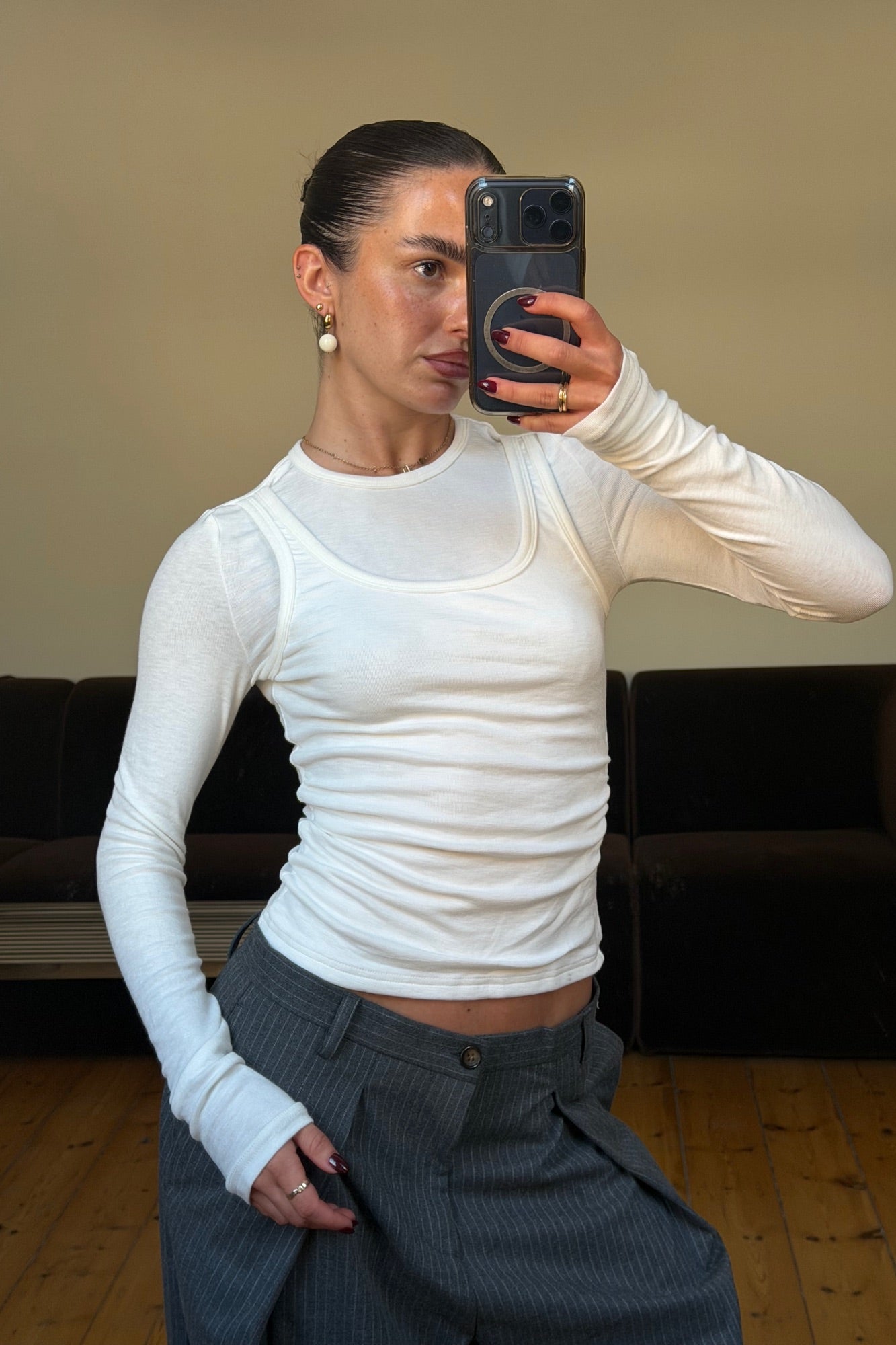 Cristina Layered Long Sleeve White