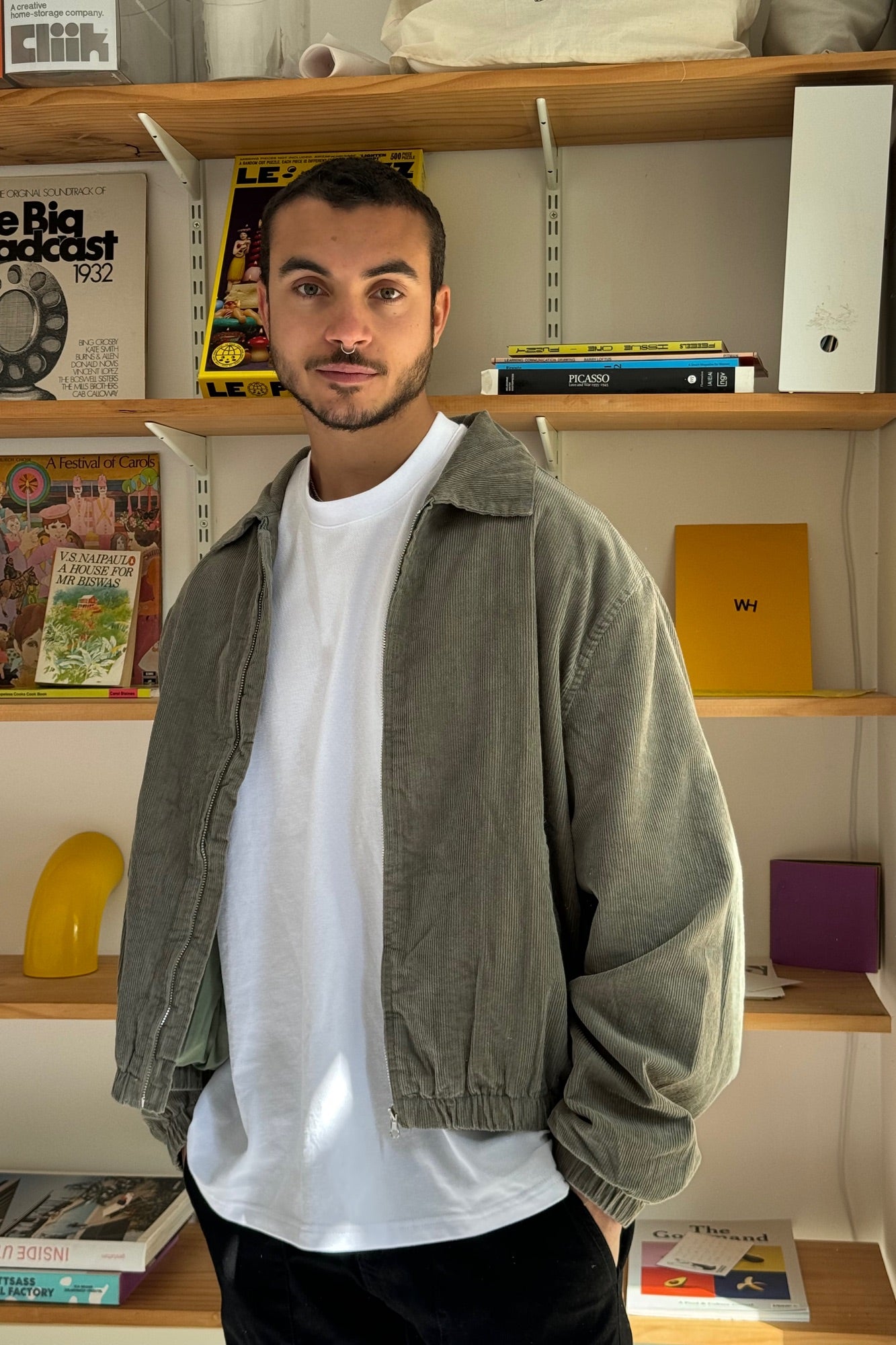 Collar Cord Bomber Khaki