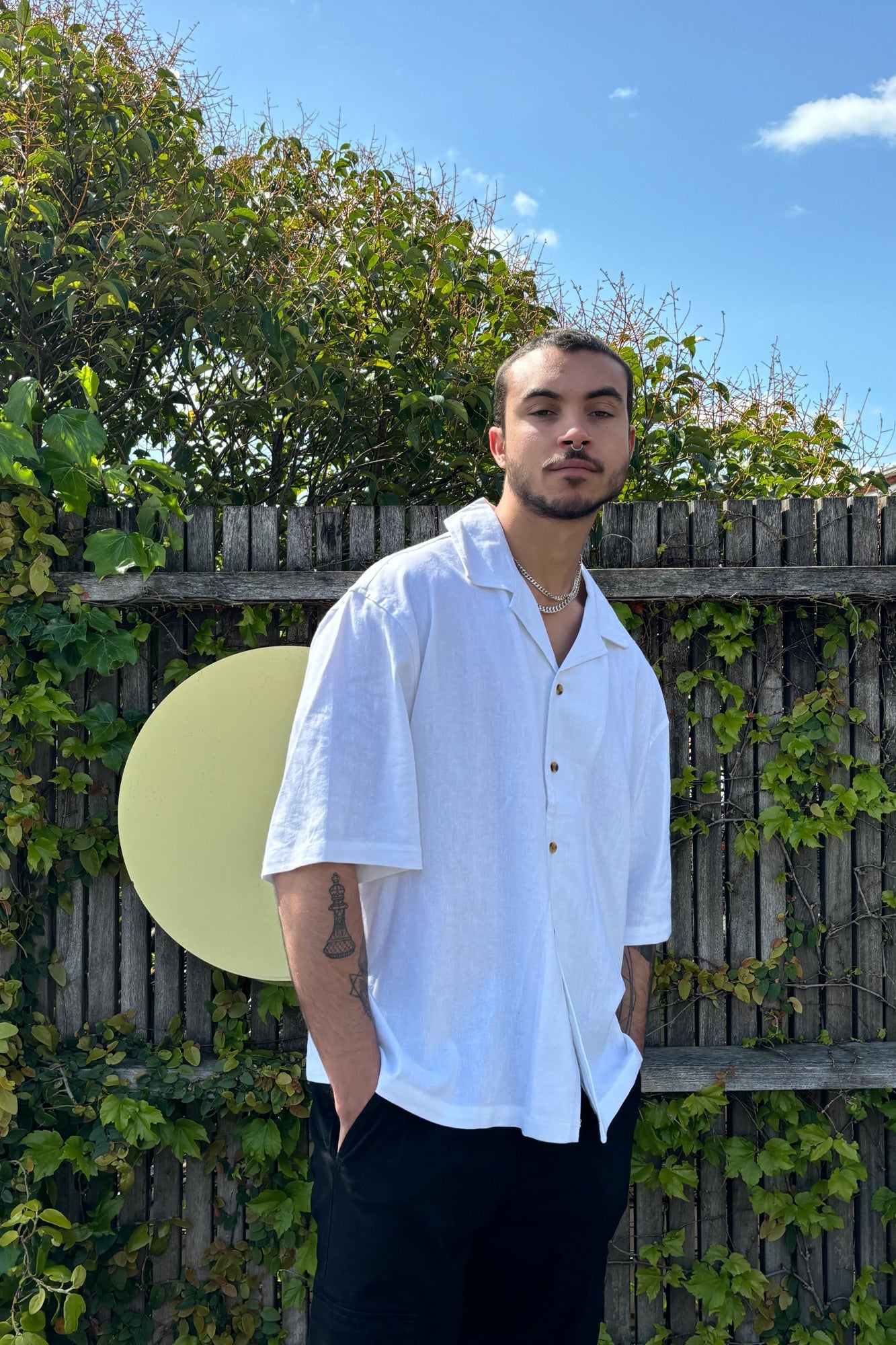 Raf Cropped Shirt Linen White